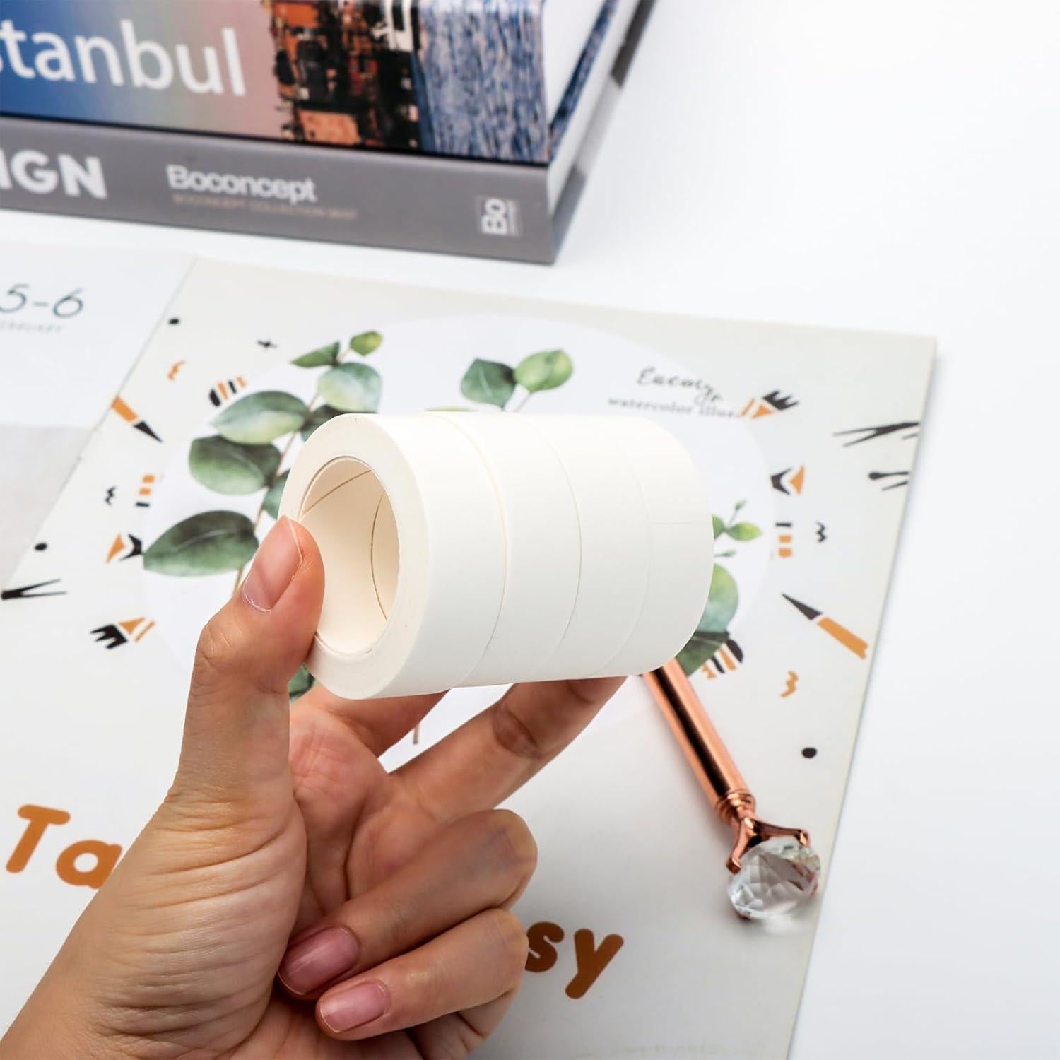 Cinta Washi Sólida Blanca NatSumeBasics 15mm x 10m