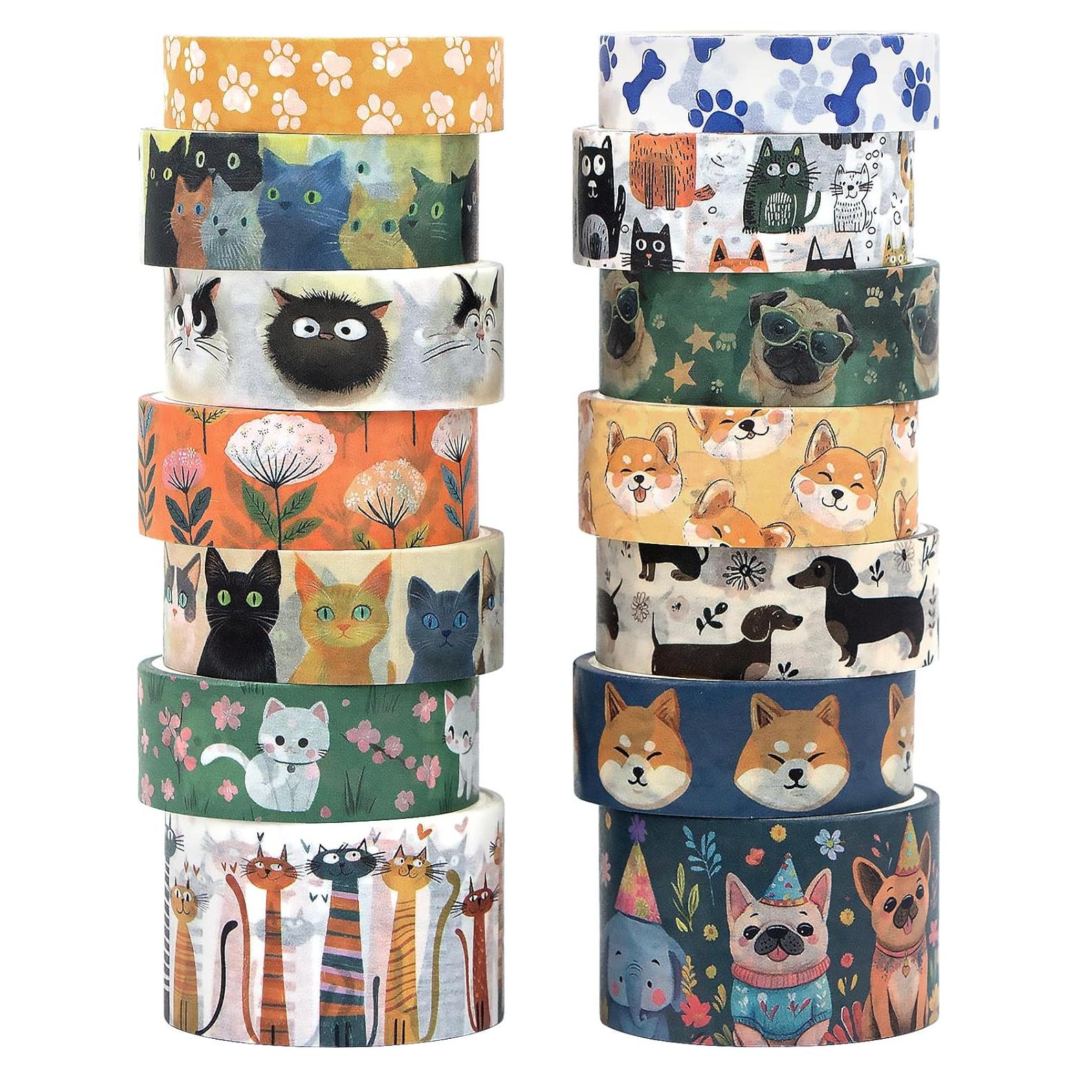 Juego de Washi Tape Kovano 14 Rollos Animales Kawaii