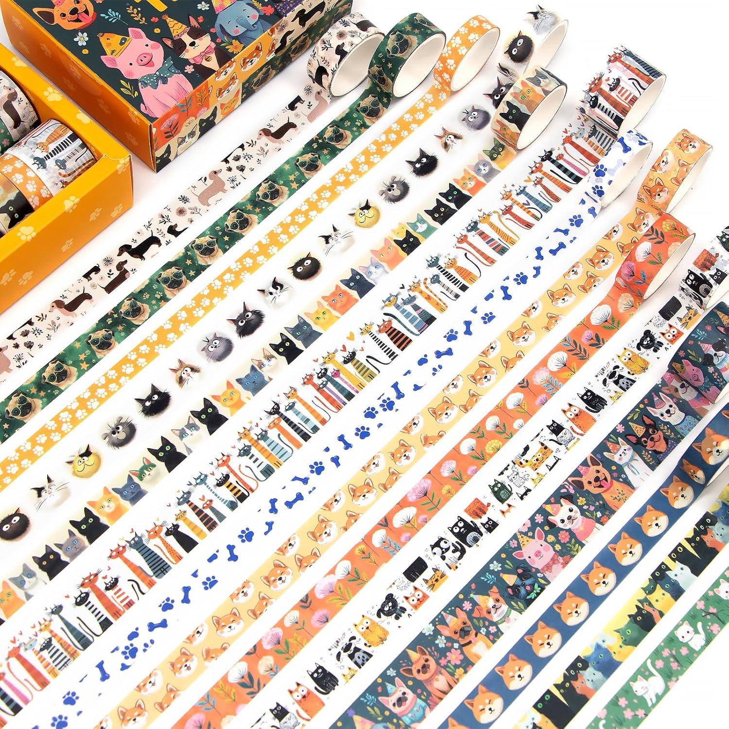 Juego de Washi Tape Kovano 14 Rollos Animales Kawaii