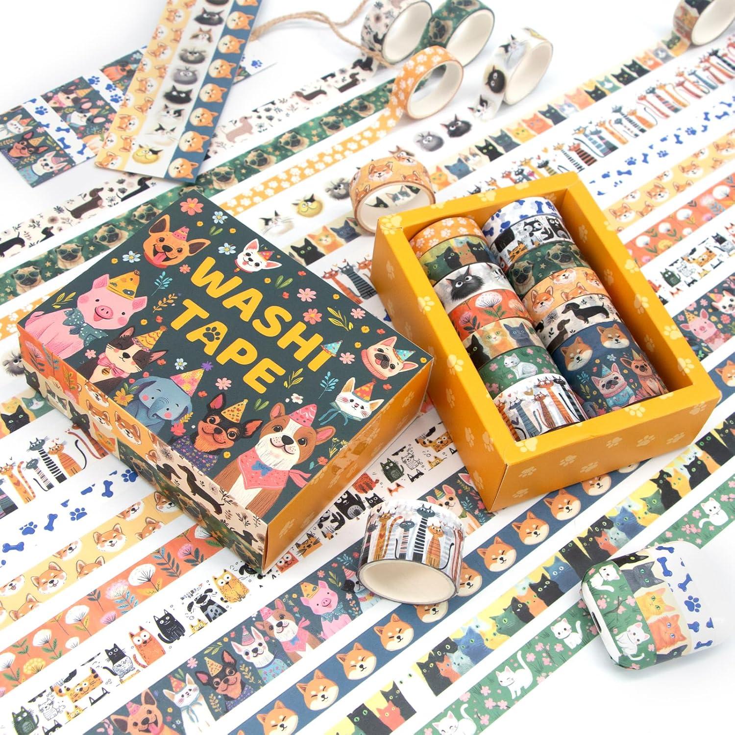 Juego de Washi Tape Kovano 14 Rollos Animales Kawaii