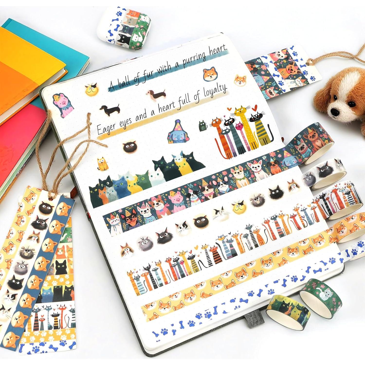 Juego de Washi Tape Kovano 14 Rollos Animales Kawaii