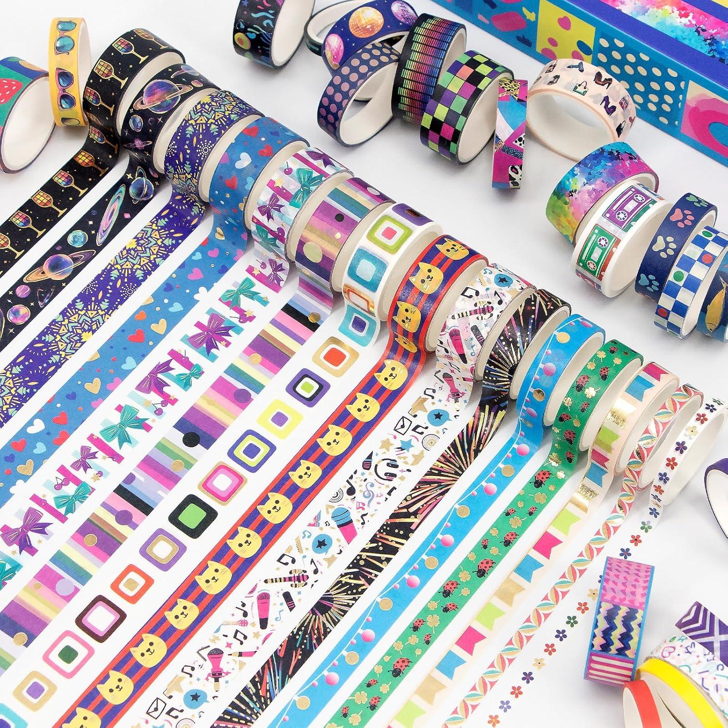 Juego de Cinta Washi Decorativa Ieebee - 42 Rollos con Foil Dorado