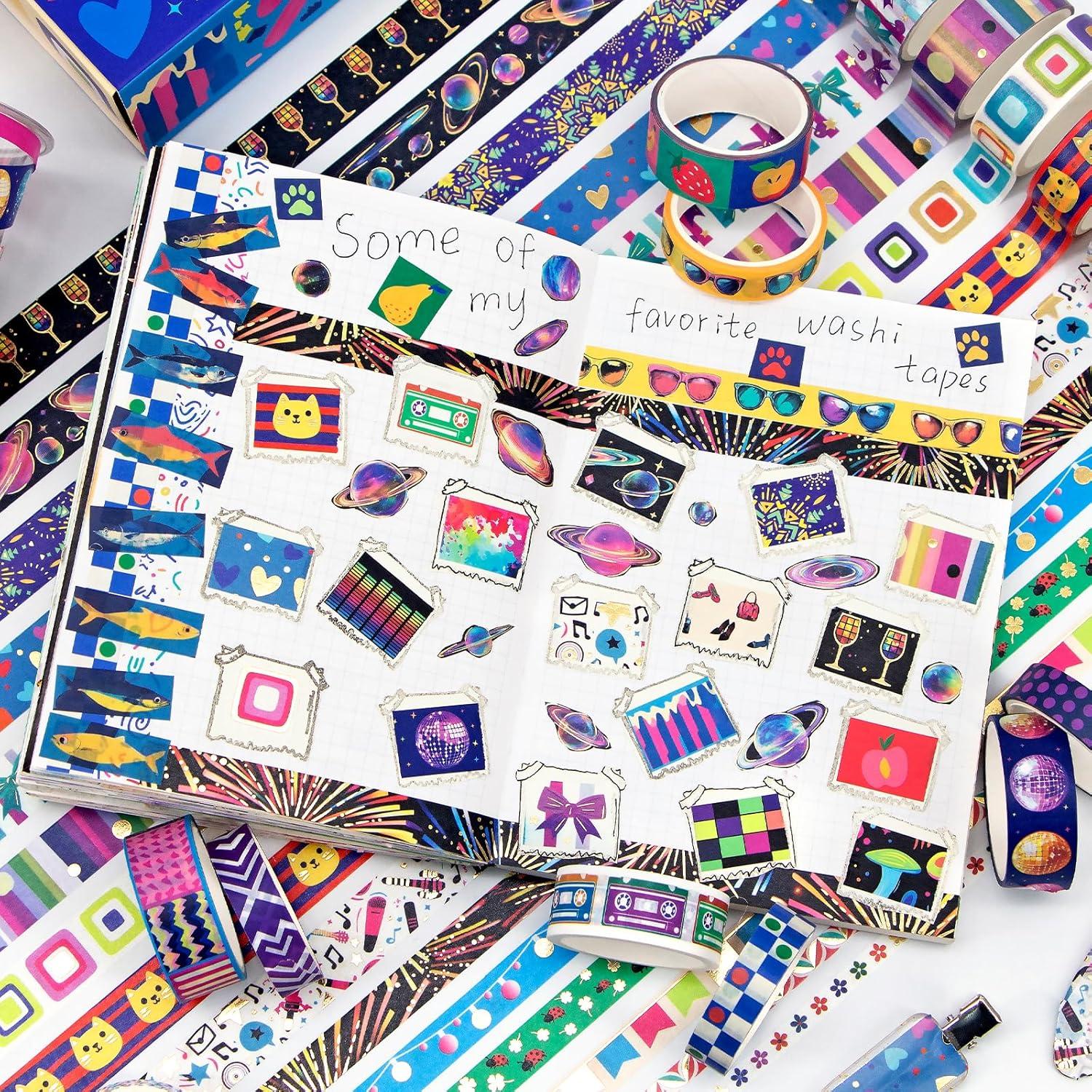 Juego de Cinta Washi Decorativa Ieebee - 42 Rollos con Foil Dorado