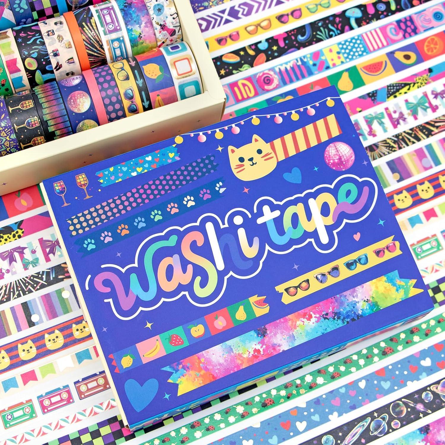 Juego de Cinta Washi Decorativa Ieebee - 42 Rollos con Foil Dorado