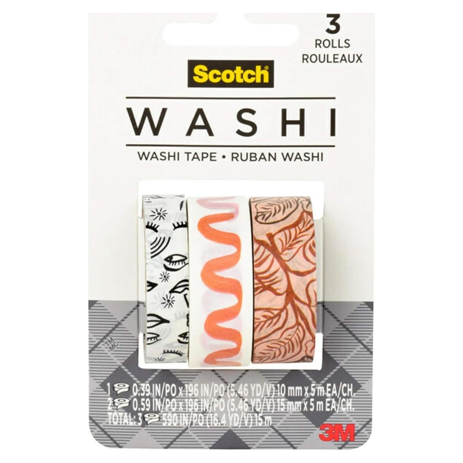 Cinta Washi Scotch Tonos Blush 3 Rollos 24.99m para DIY