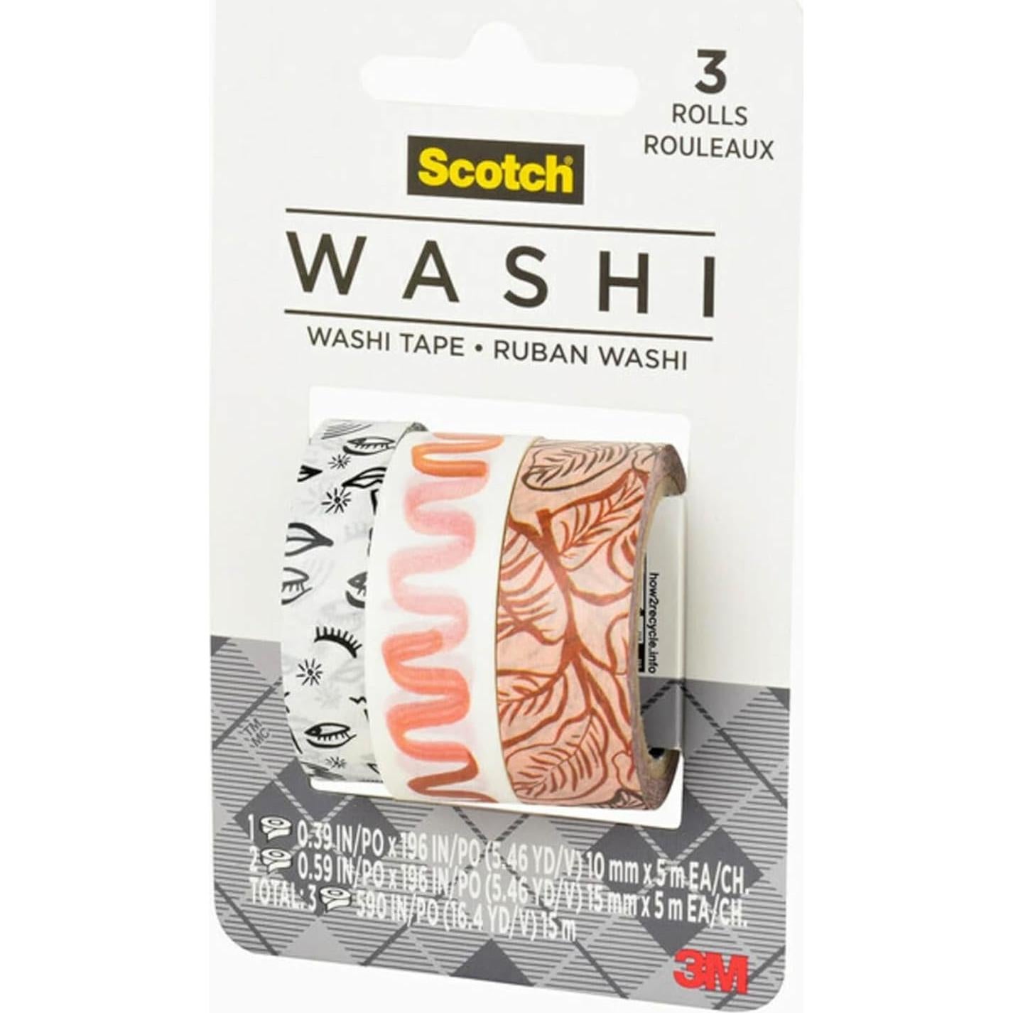 Cinta Washi Scotch Tonos Blush 3 Rollos 24.99m para DIY