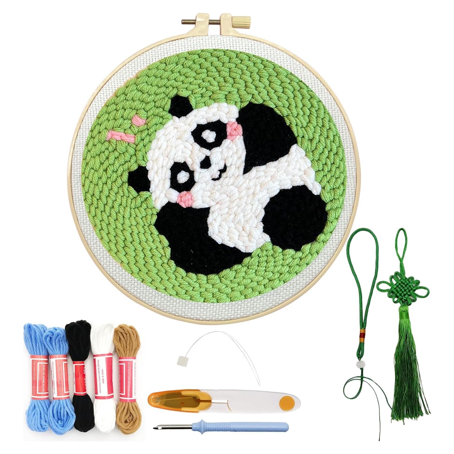 Kit de Bordado Panda Punch Danvk para Principiantes - Todo Incluido