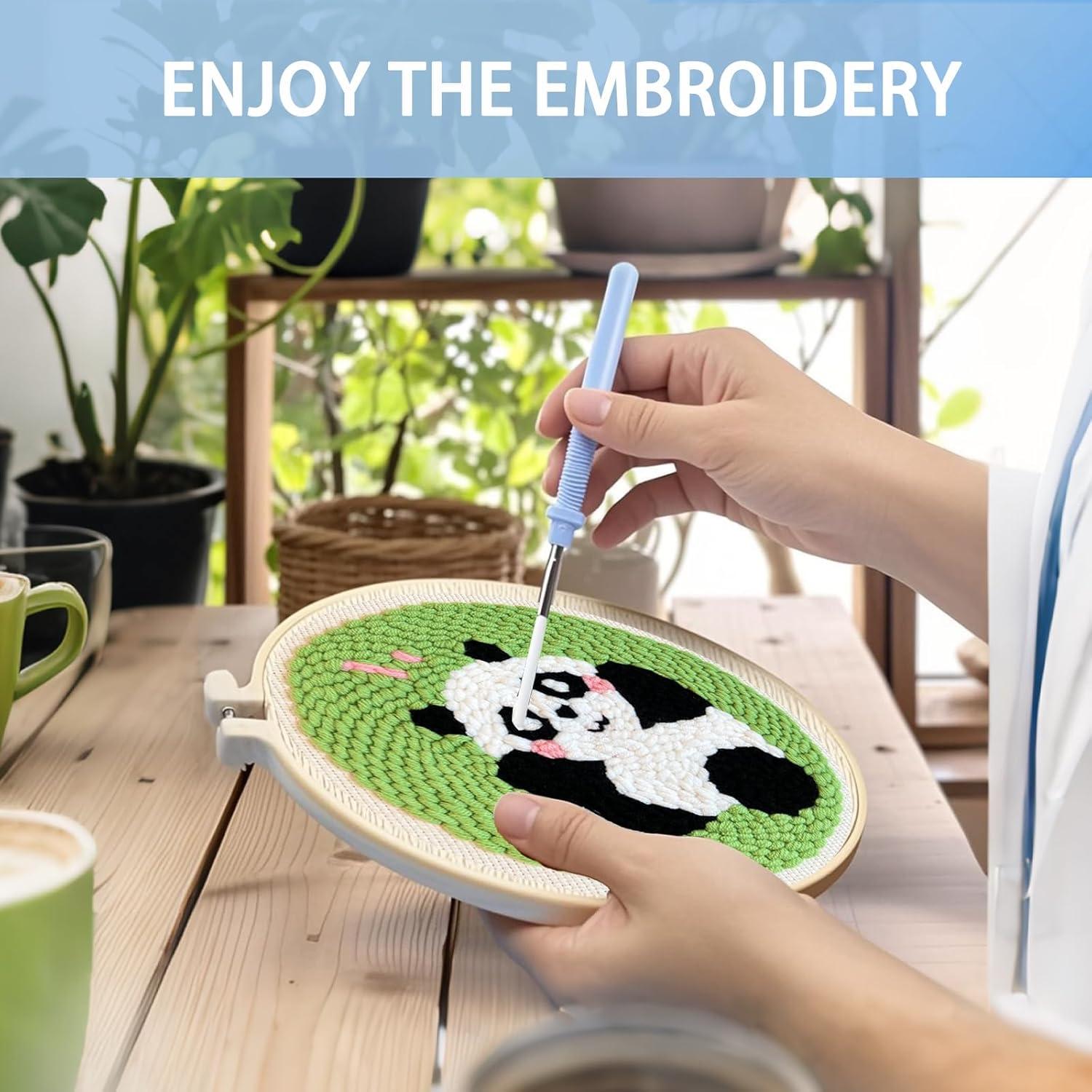 Kit de Bordado Panda Punch Danvk para Principiantes - Todo Incluido