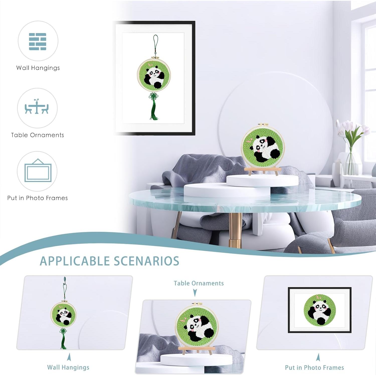 Kit de Bordado Panda Punch Danvk para Principiantes - Todo Incluido