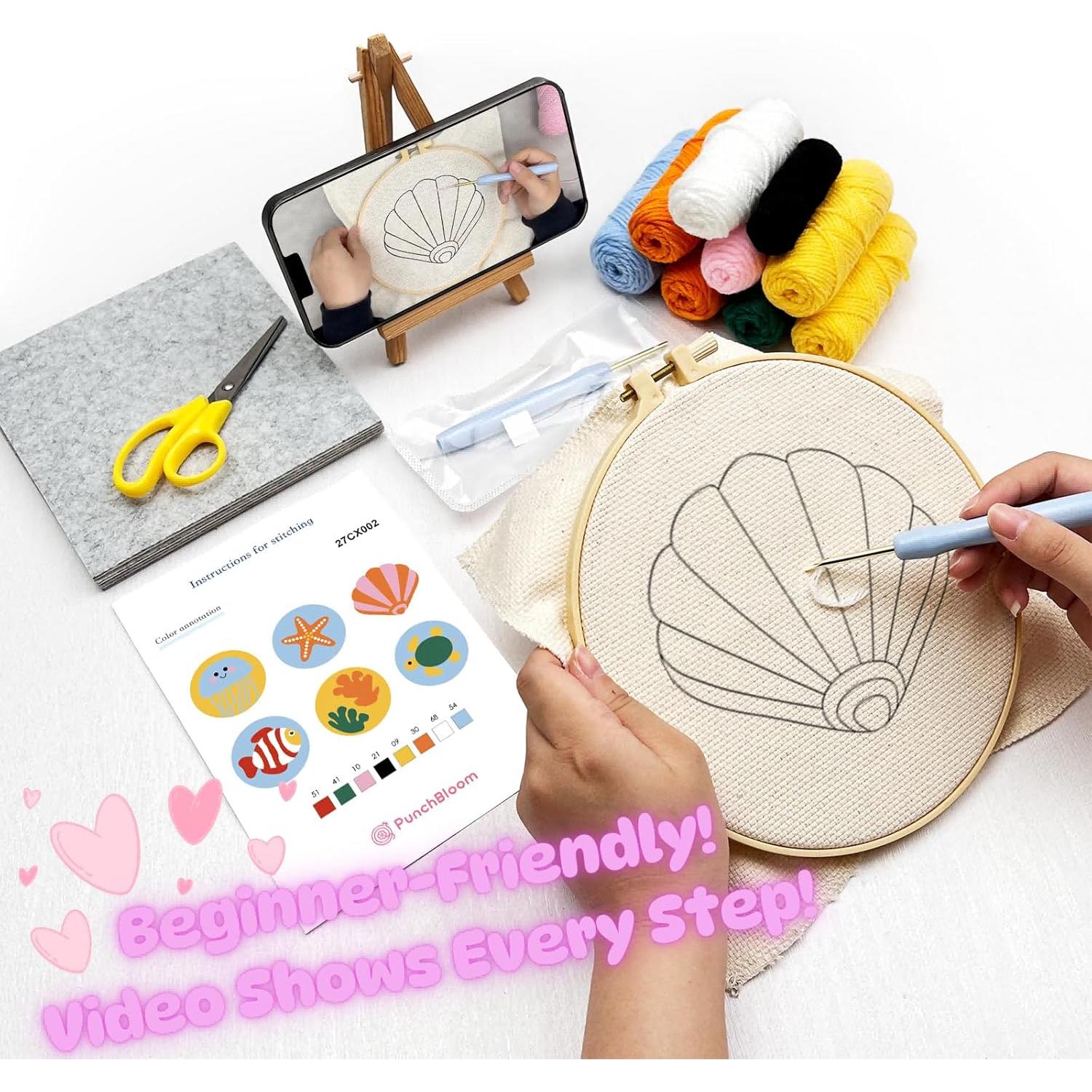 Kit de Punch Needle PunchBloom para Adultos - 6 Posavasos Vida Marina