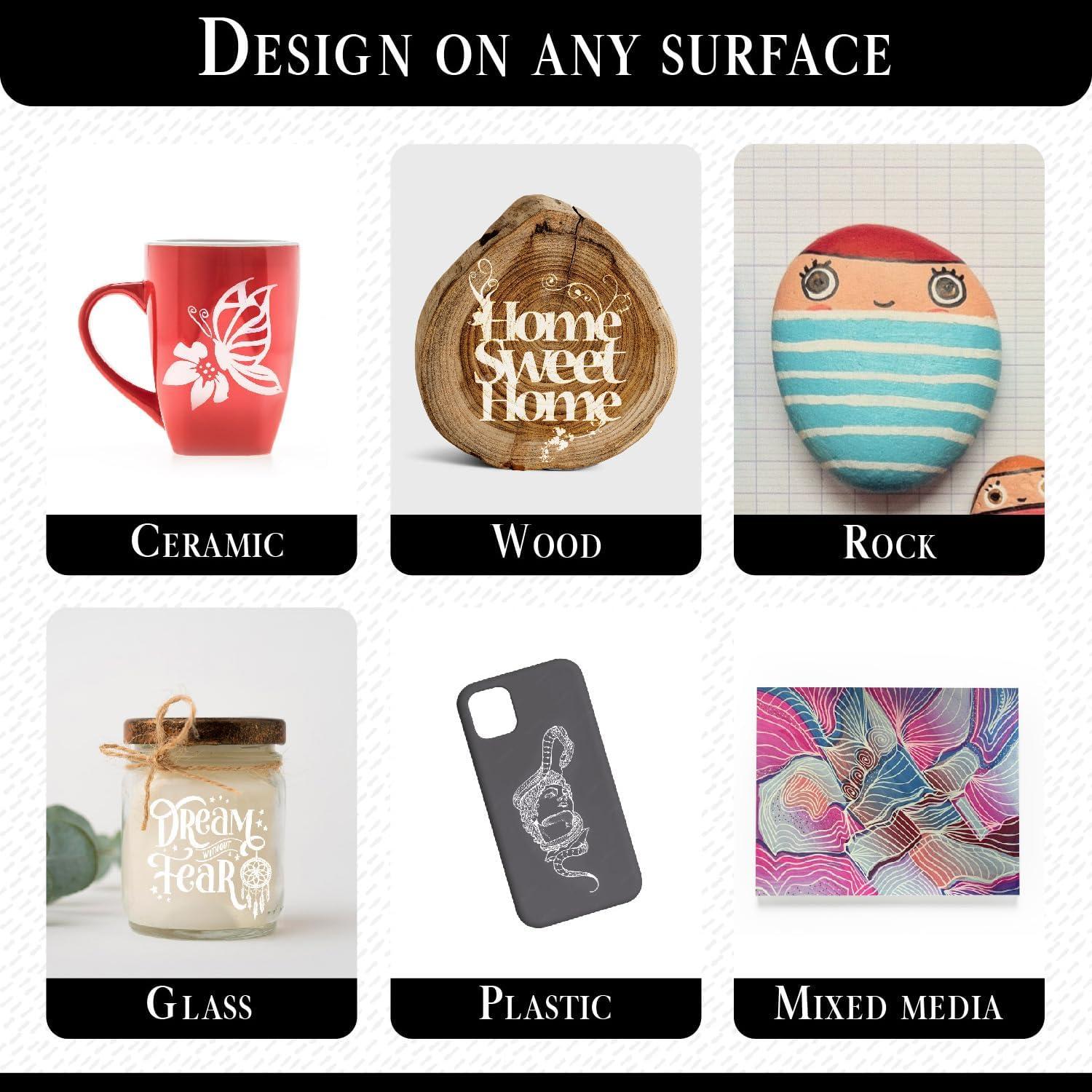 Set de 2 Bolígrafos de Pintura Acrílica Blanca Pinturale Arts Doble Punta 0.7mm y 3mm