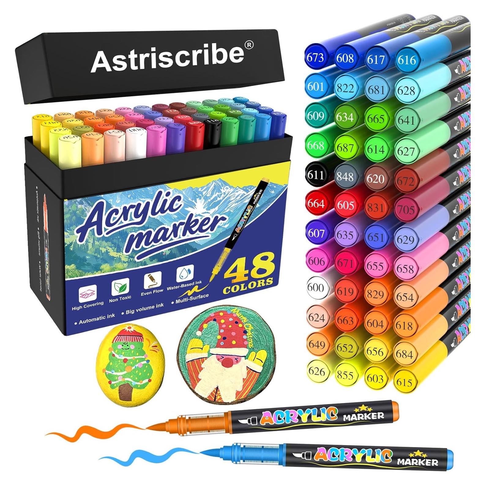 48 Marcadores Acrílicos Astriscribe Punta de Pincel Multicolor