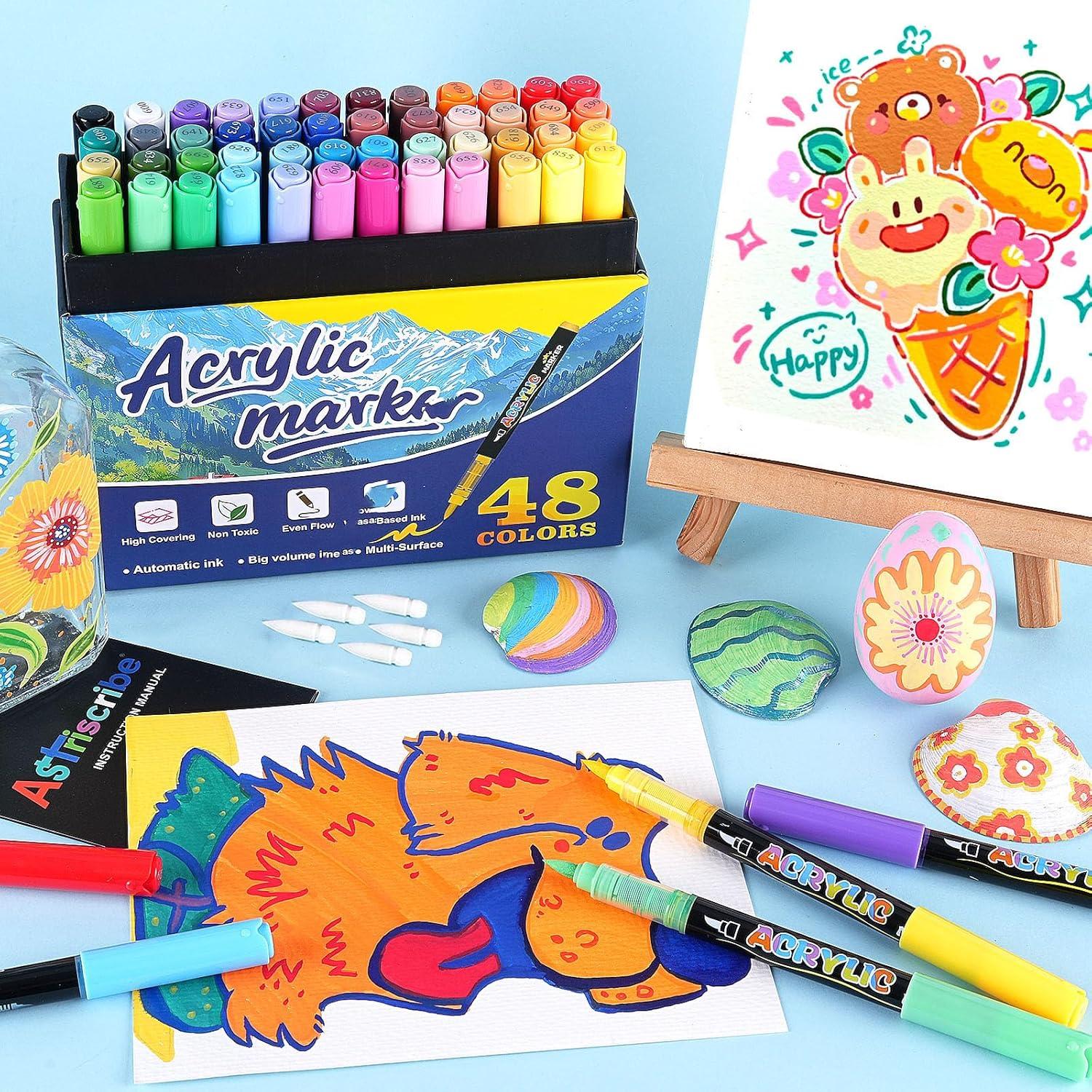 48 Marcadores Acrílicos Astriscribe Punta de Pincel Multicolor