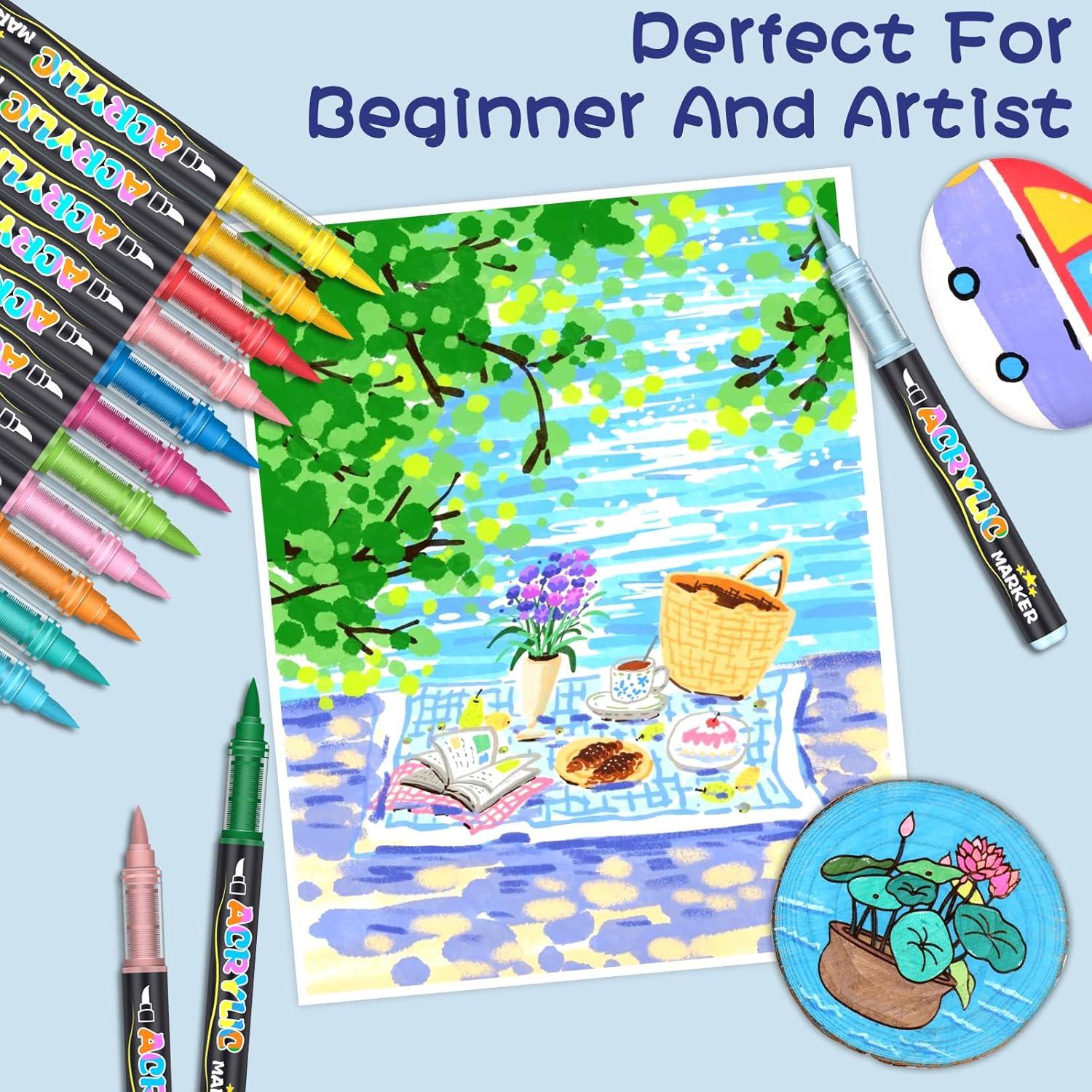 48 Marcadores Acrílicos Astriscribe Punta de Pincel Multicolor