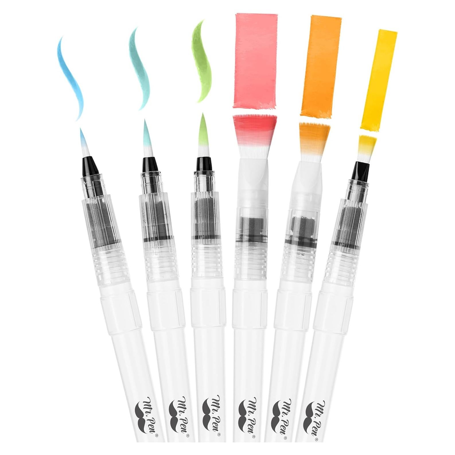 Marcadores de Pincel Acuarelables Mr. Pen - Set de 6 Unidades