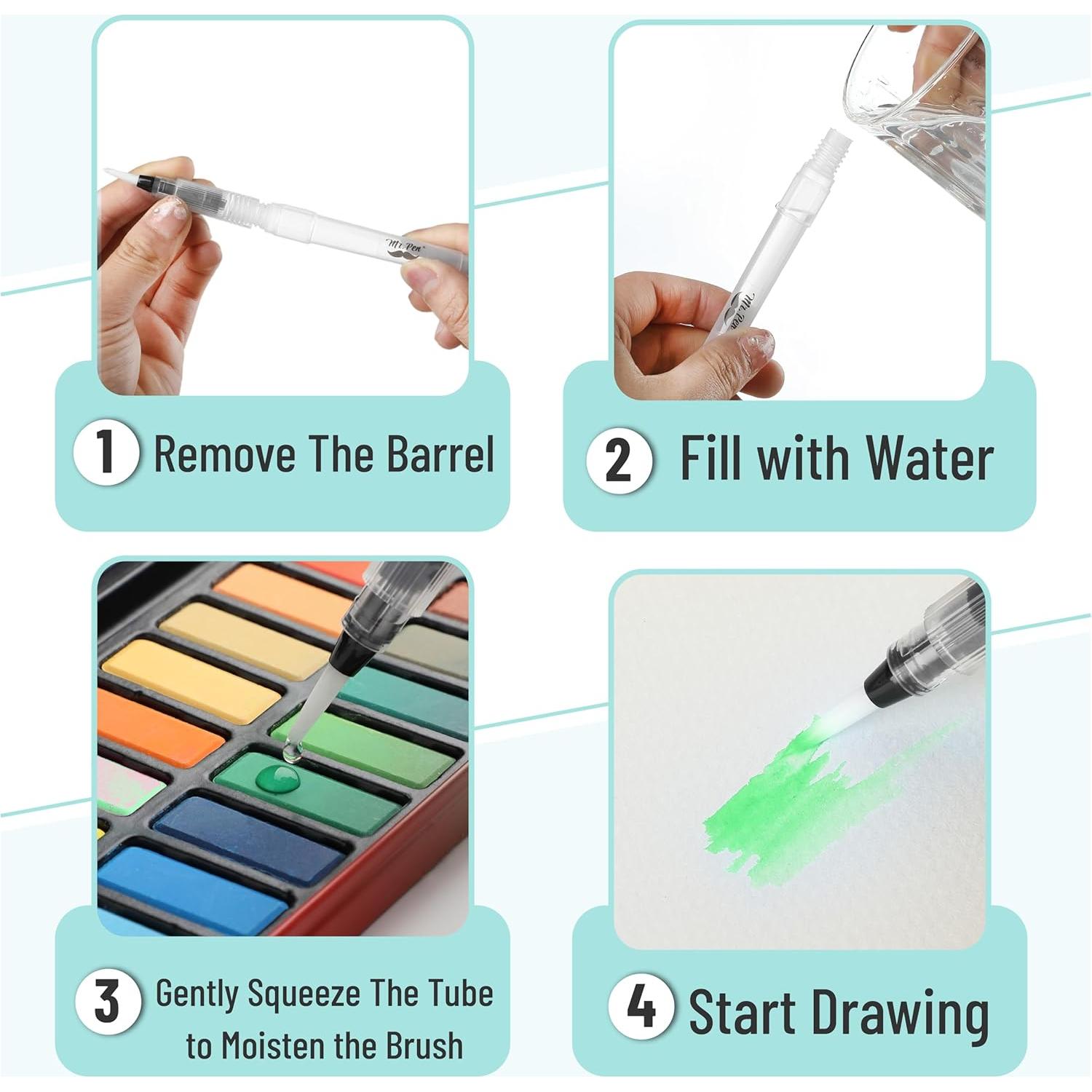 Marcadores de Pincel Acuarelables Mr. Pen - Set de 6 Unidades