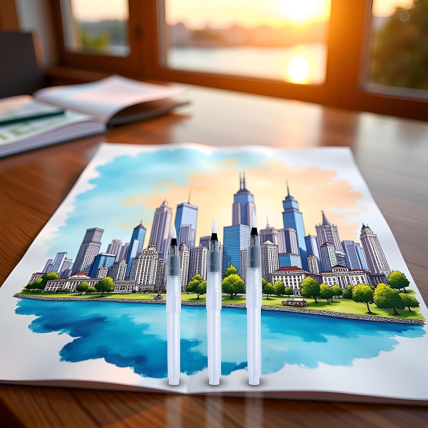 Juego de 3 Pinceles de Agua Recargables Mozff - Acuarela