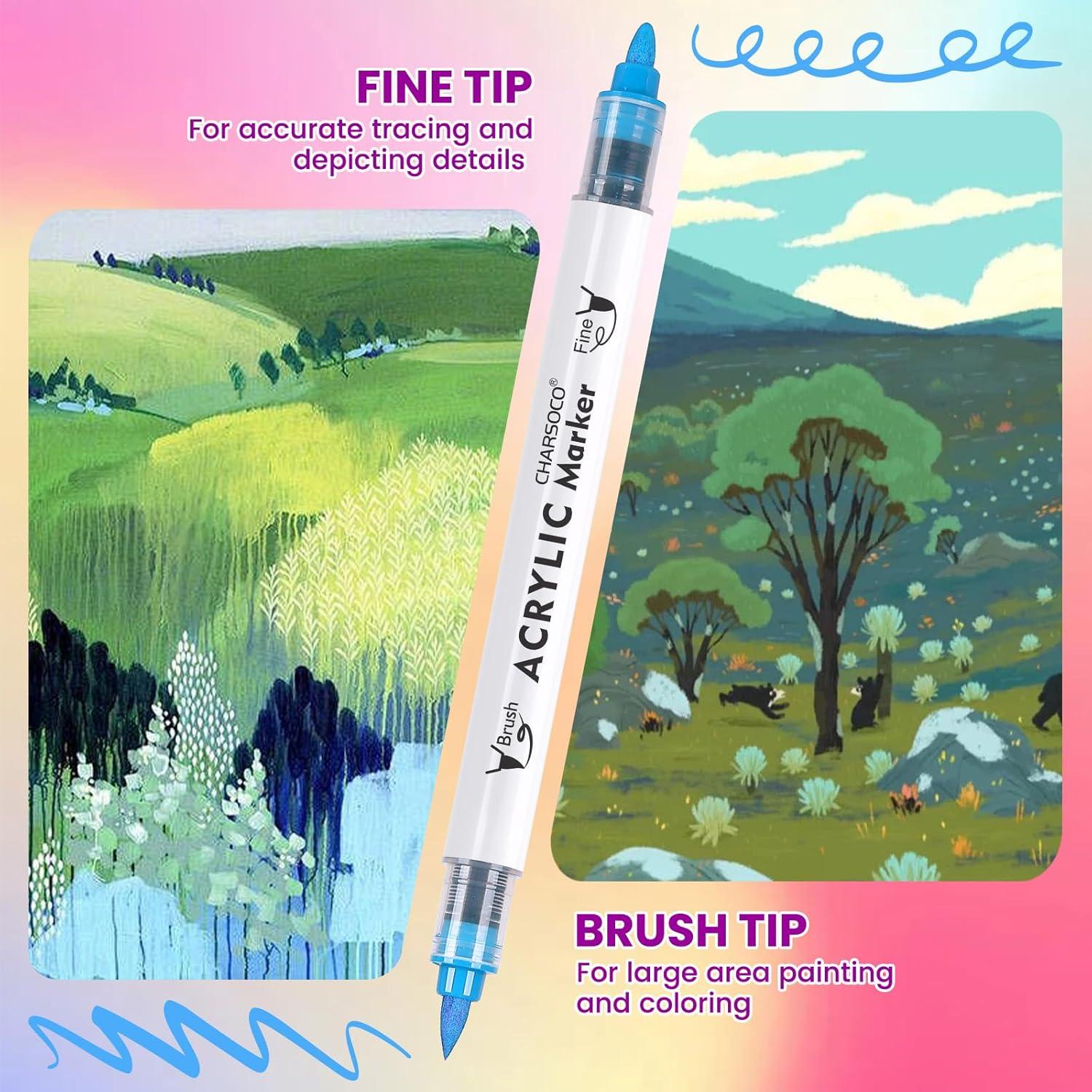 Marcadores Acrílicos CHARSOCO 12 Colores Doble Punta 220g