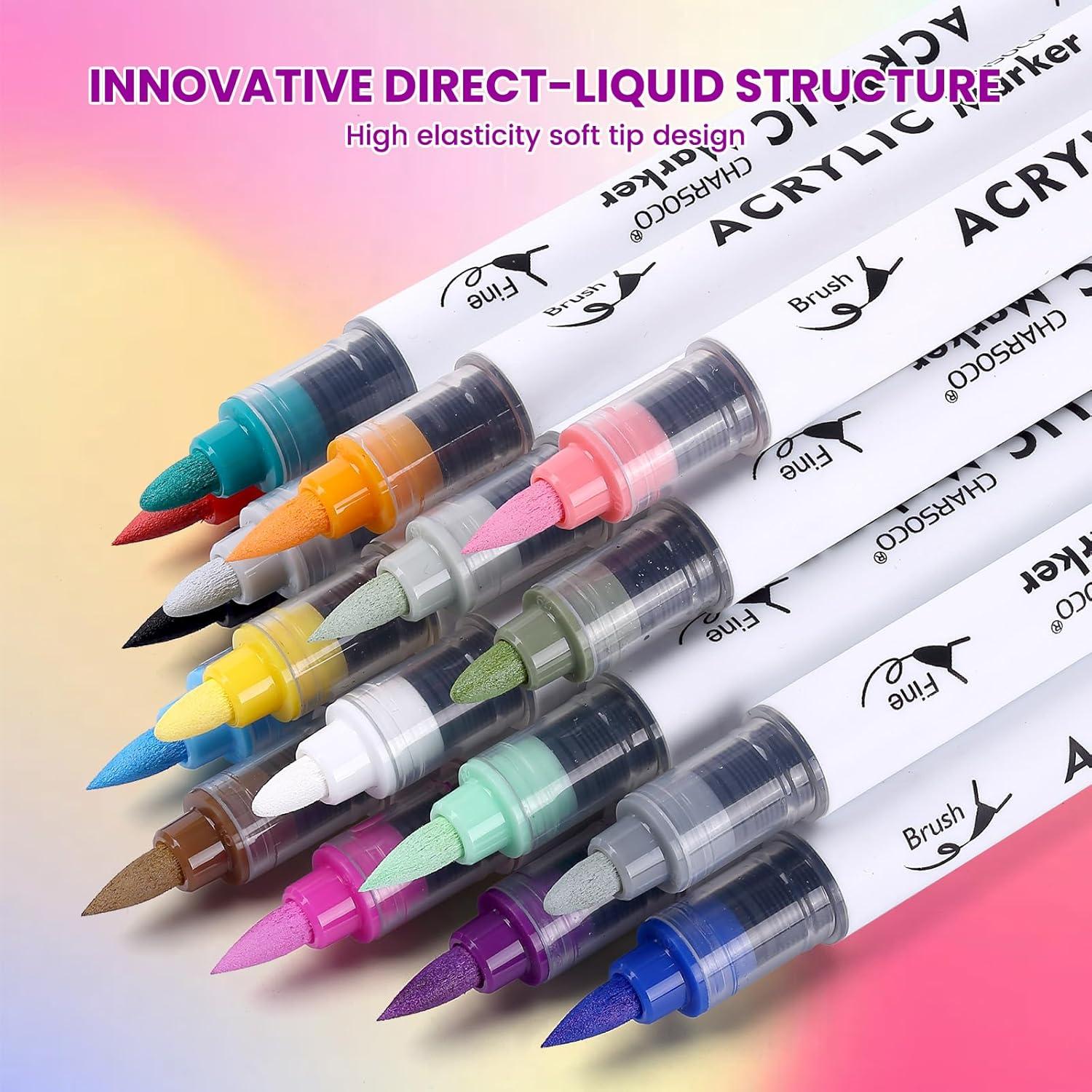 Marcadores Acrílicos CHARSOCO 12 Colores Doble Punta 220g