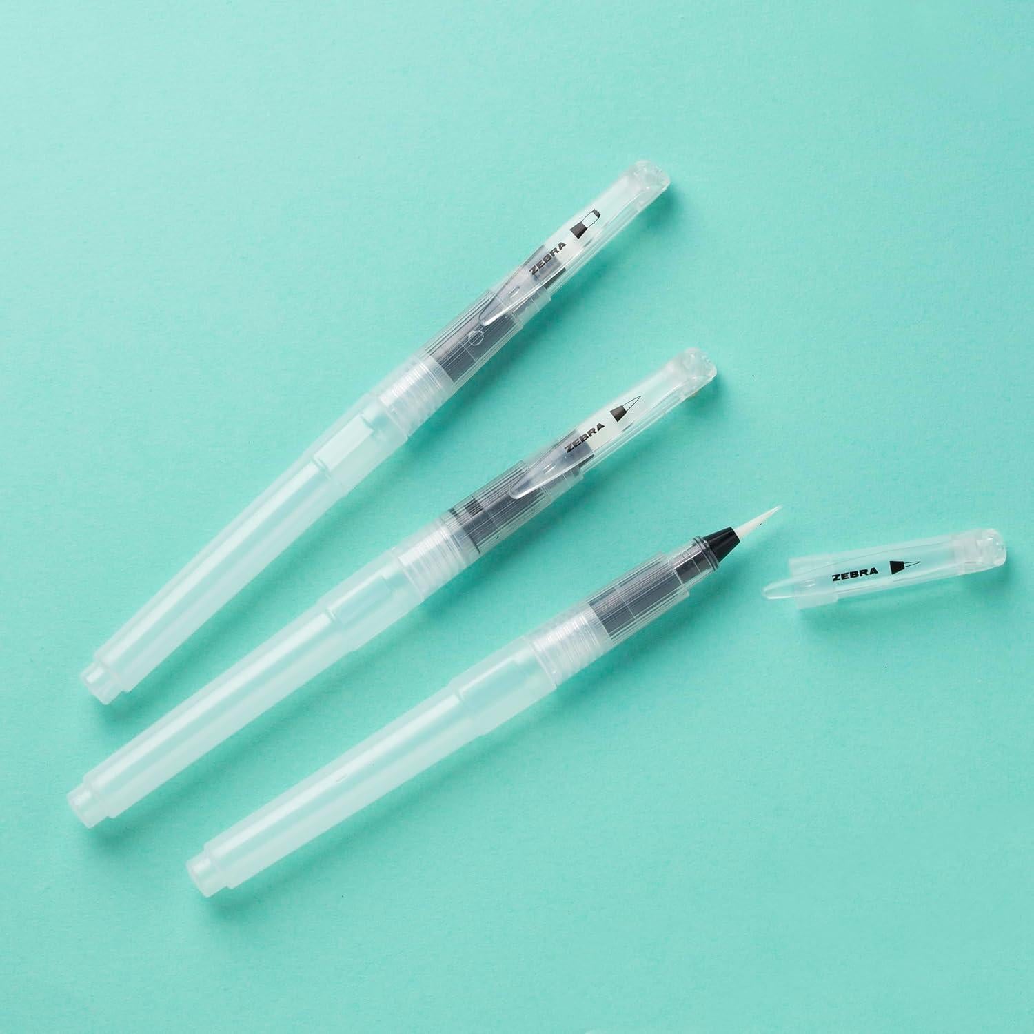 Plumas Acuarelables Zebra Pen Set de 3 con Puntas Flexibles