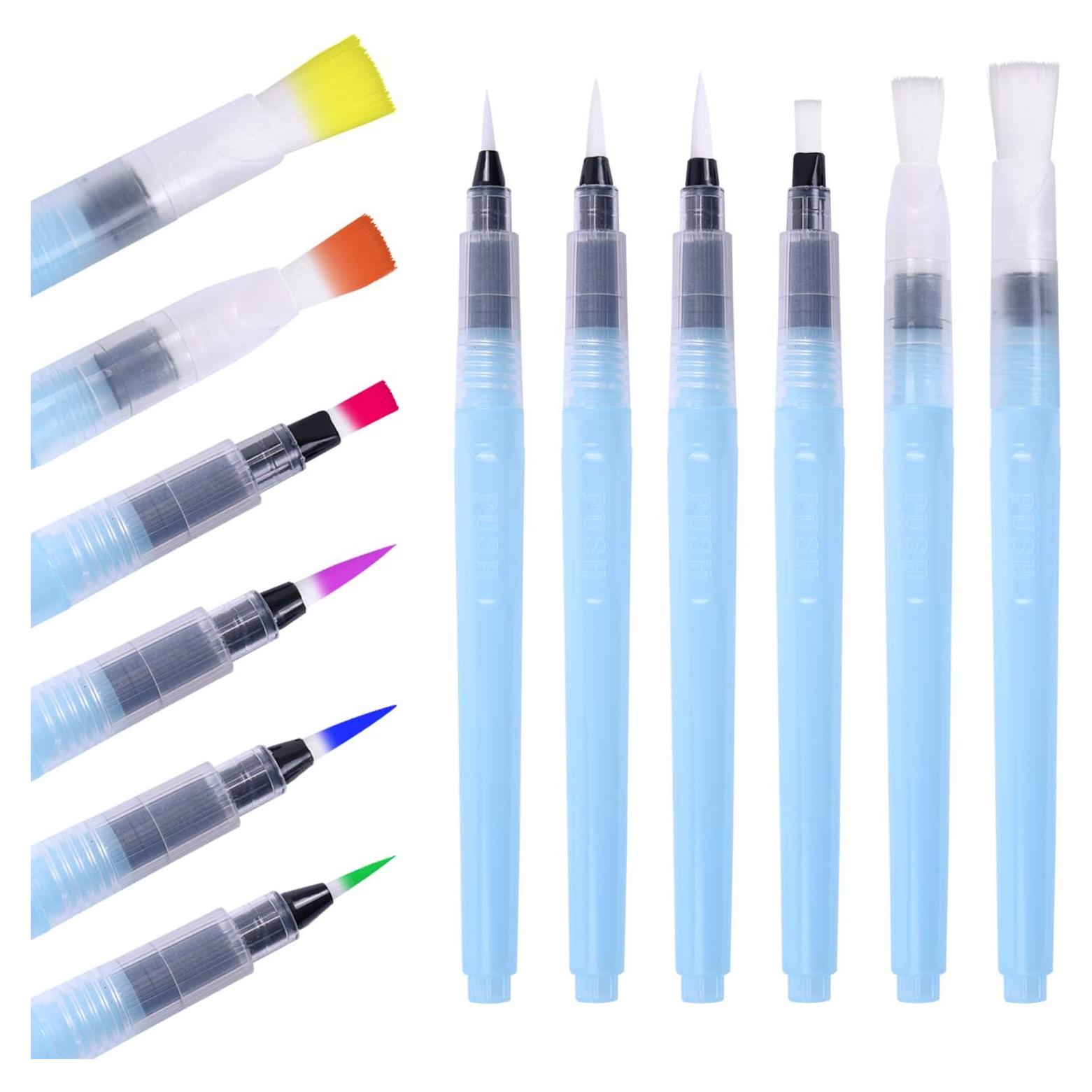 Juego de 6 Pinceles de Acuarela Wisdompro - Puntas Puntiagudas y Planas