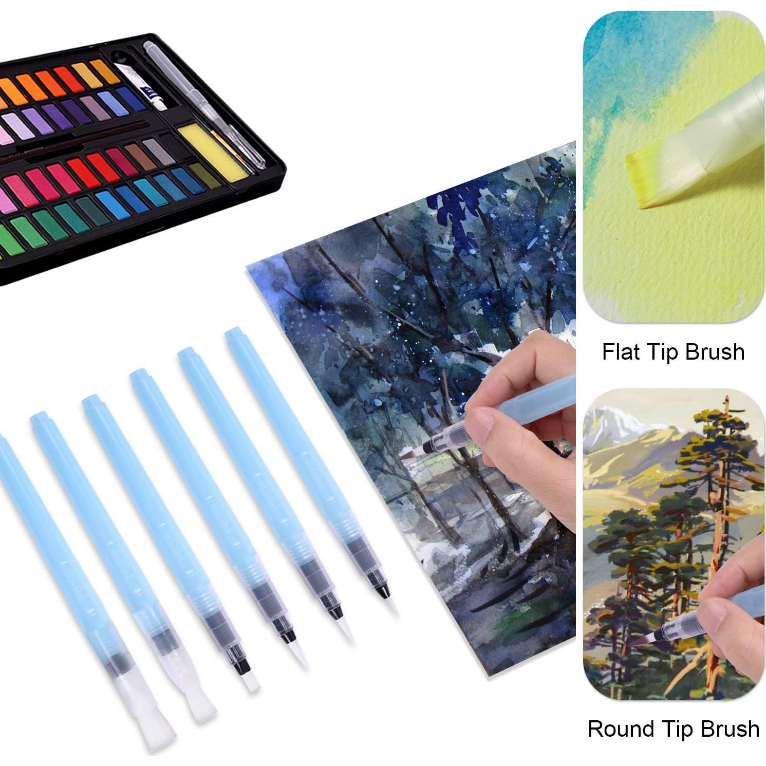 Juego de 6 Pinceles de Acuarela Wisdompro - Puntas Puntiagudas y Planas