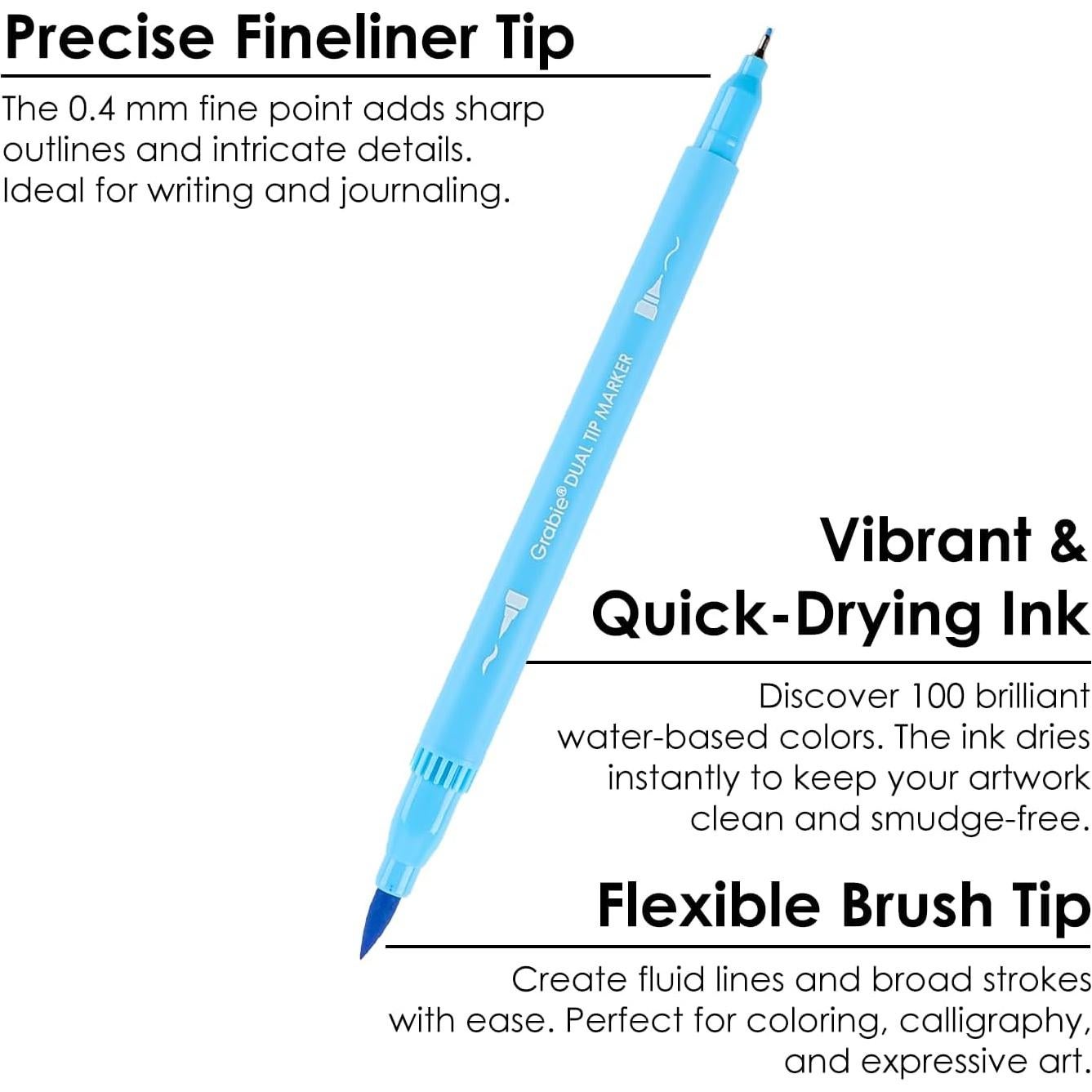 Juego de 100 Marcadores de Dibujo Grabie Doble Punta Multicolor