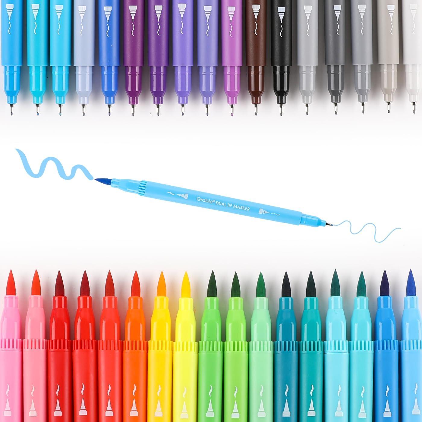 Juego de 100 Marcadores de Dibujo Grabie Doble Punta Multicolor