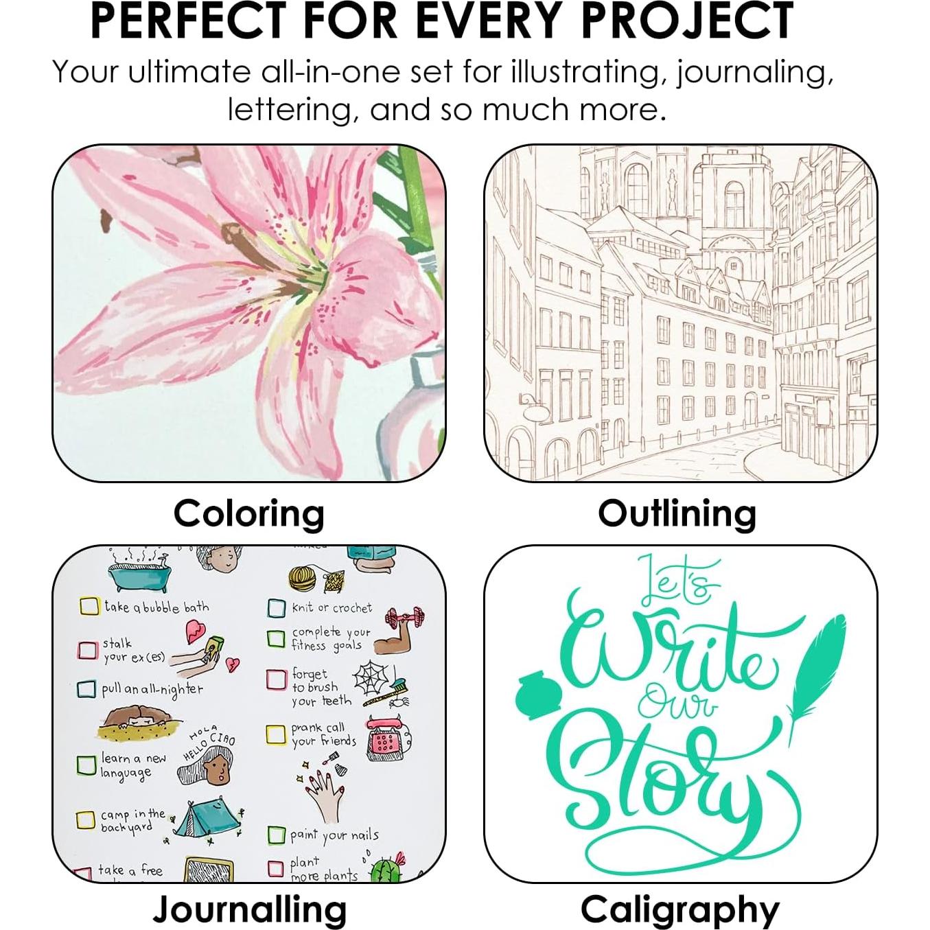 Juego de 100 Marcadores de Dibujo Grabie Doble Punta Multicolor