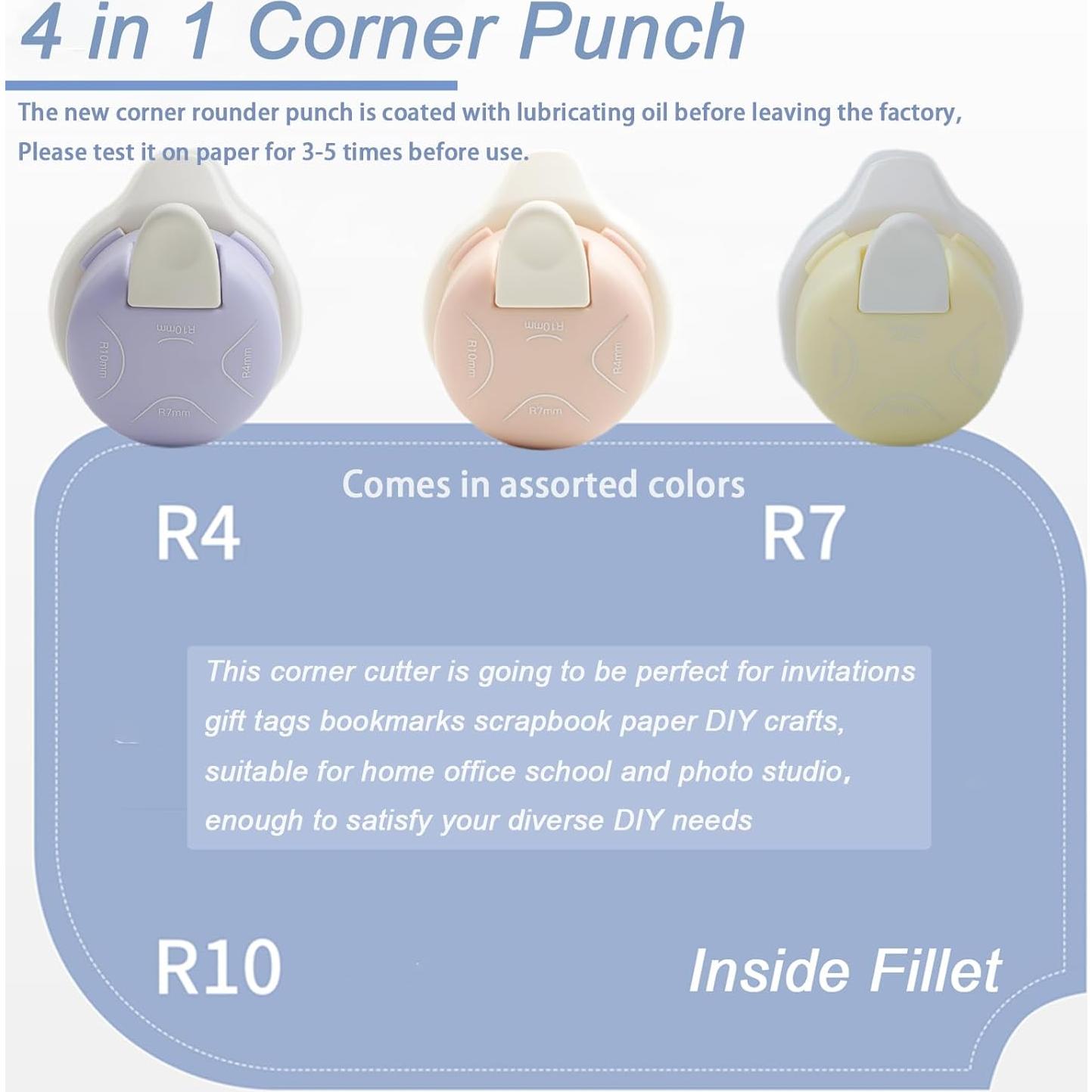 Troquelador de esquinas 4 en 1 PRENDI - Púrpura, 4 tamaños