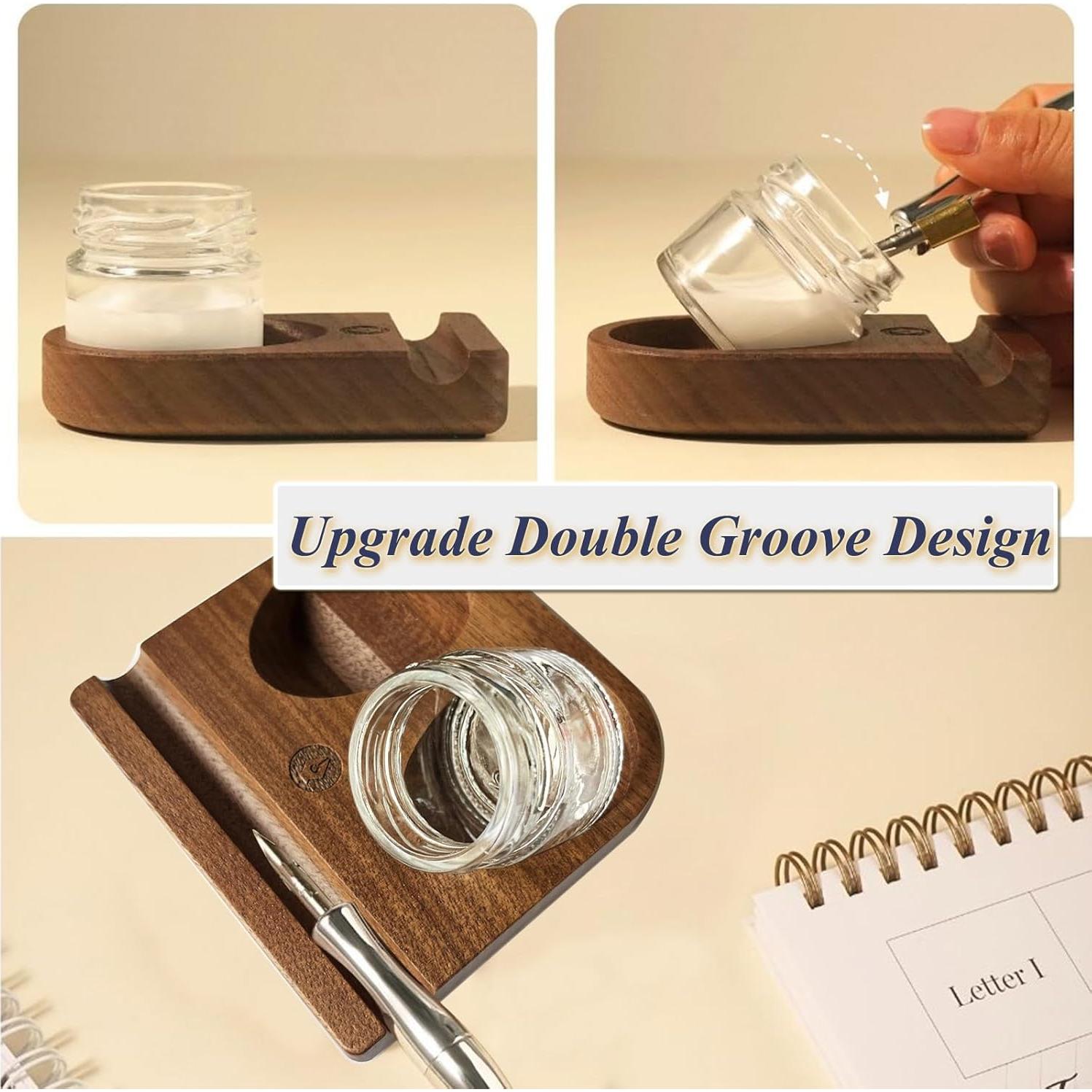 Soporte de Pluma de Caligrafía Yushen con Botellas de Tinta