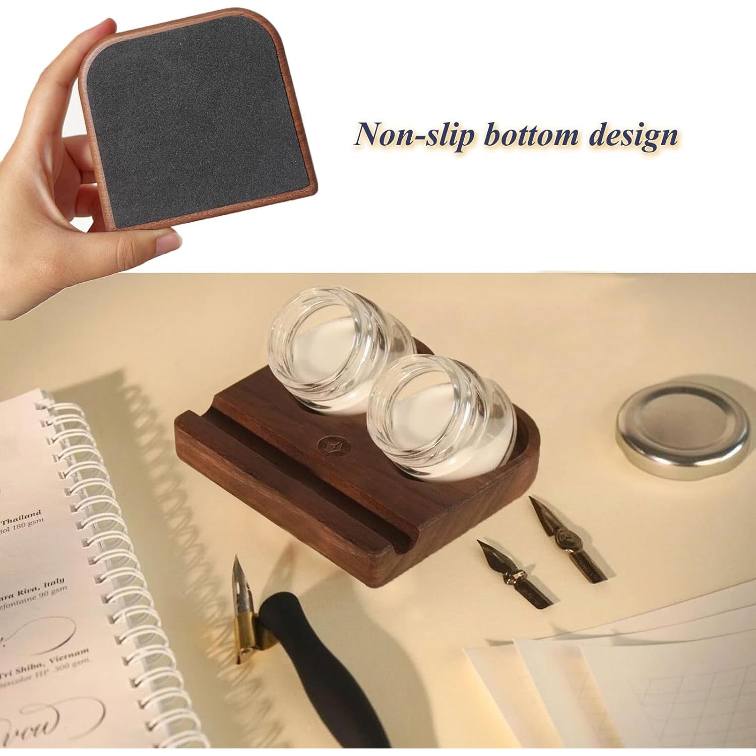 Soporte de Pluma de Caligrafía Yushen con Botellas de Tinta