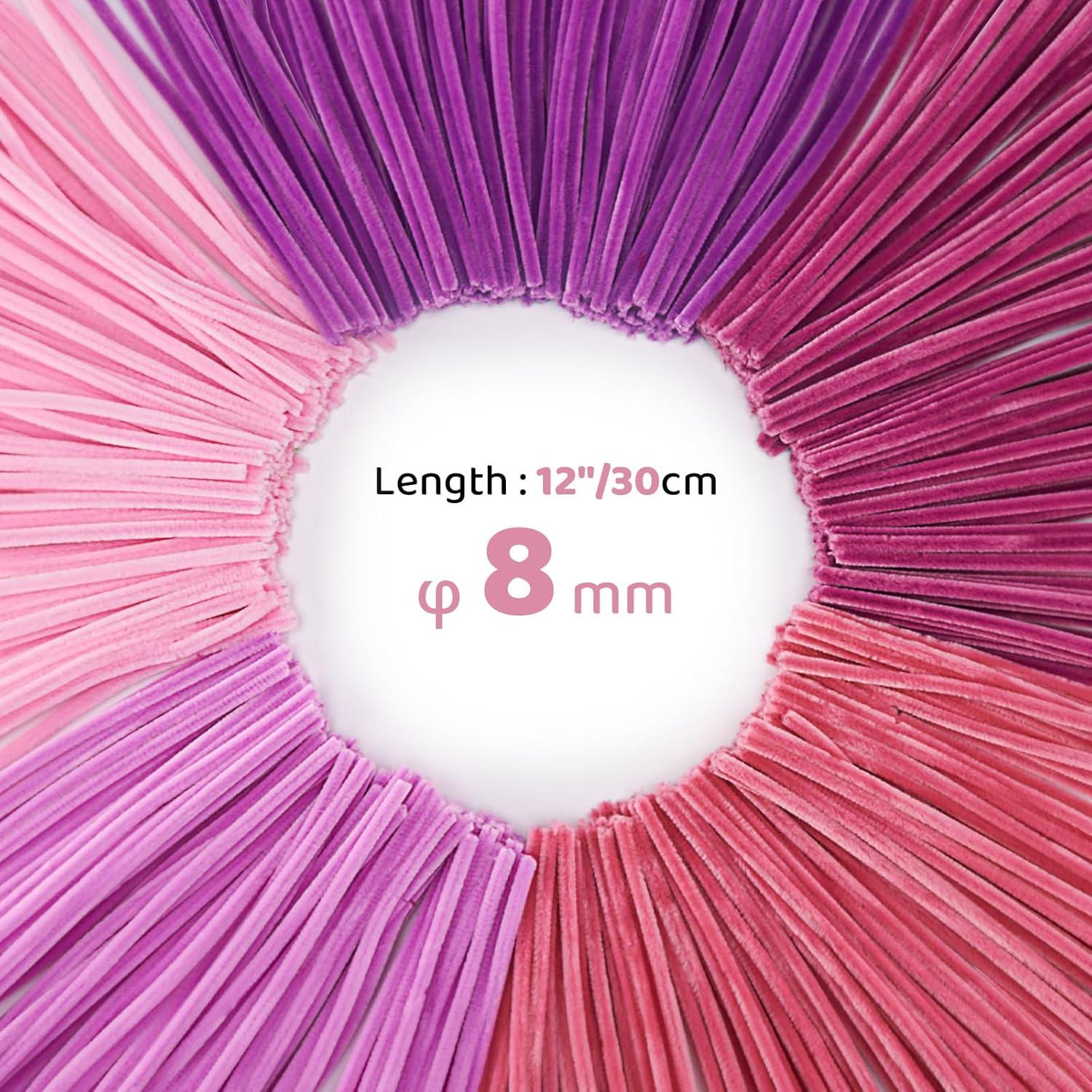 Limpiapipas Chenille GUWINA 500 Pcs Rosa Pastel y Púrpura 30 cm