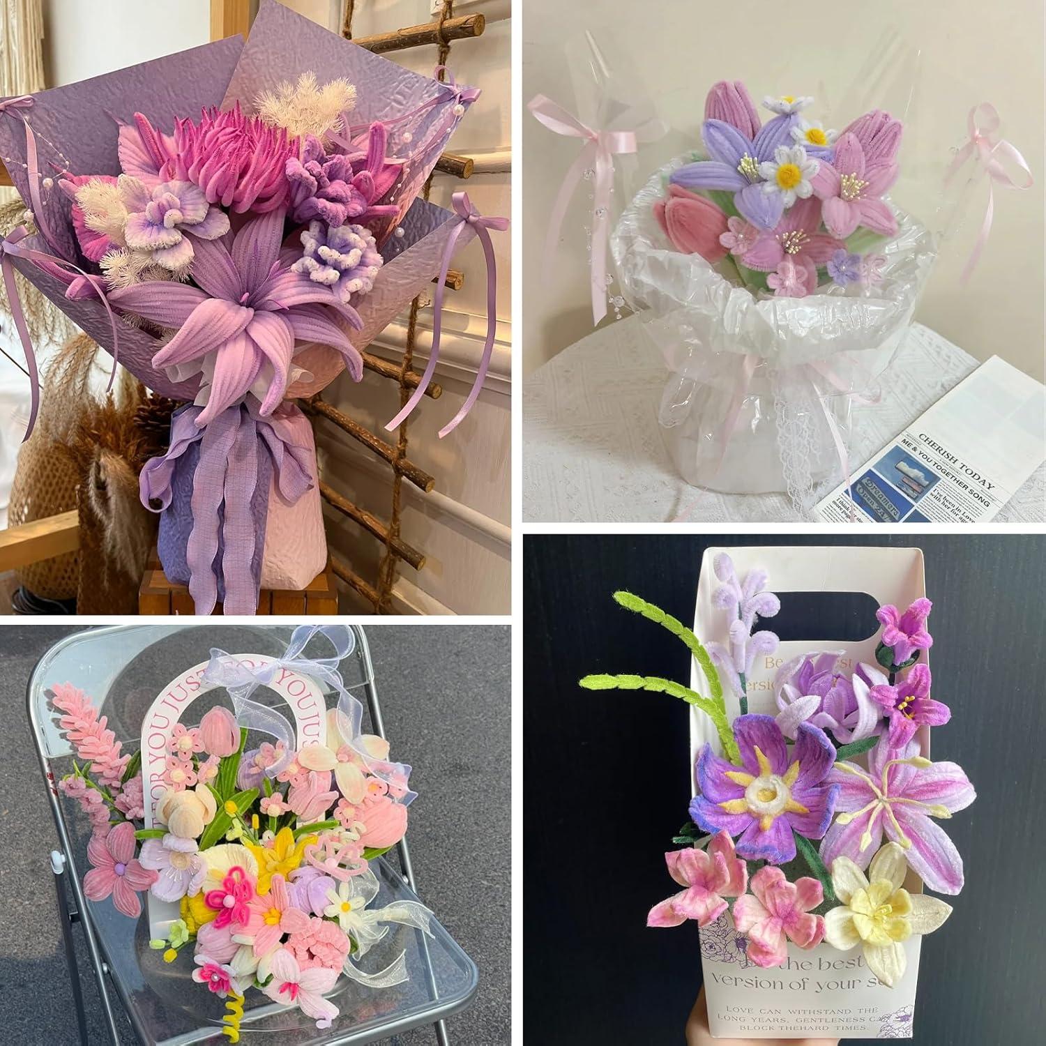 Limpiapipas Chenille GUWINA 500 Pcs Rosa Pastel y Púrpura 30 cm