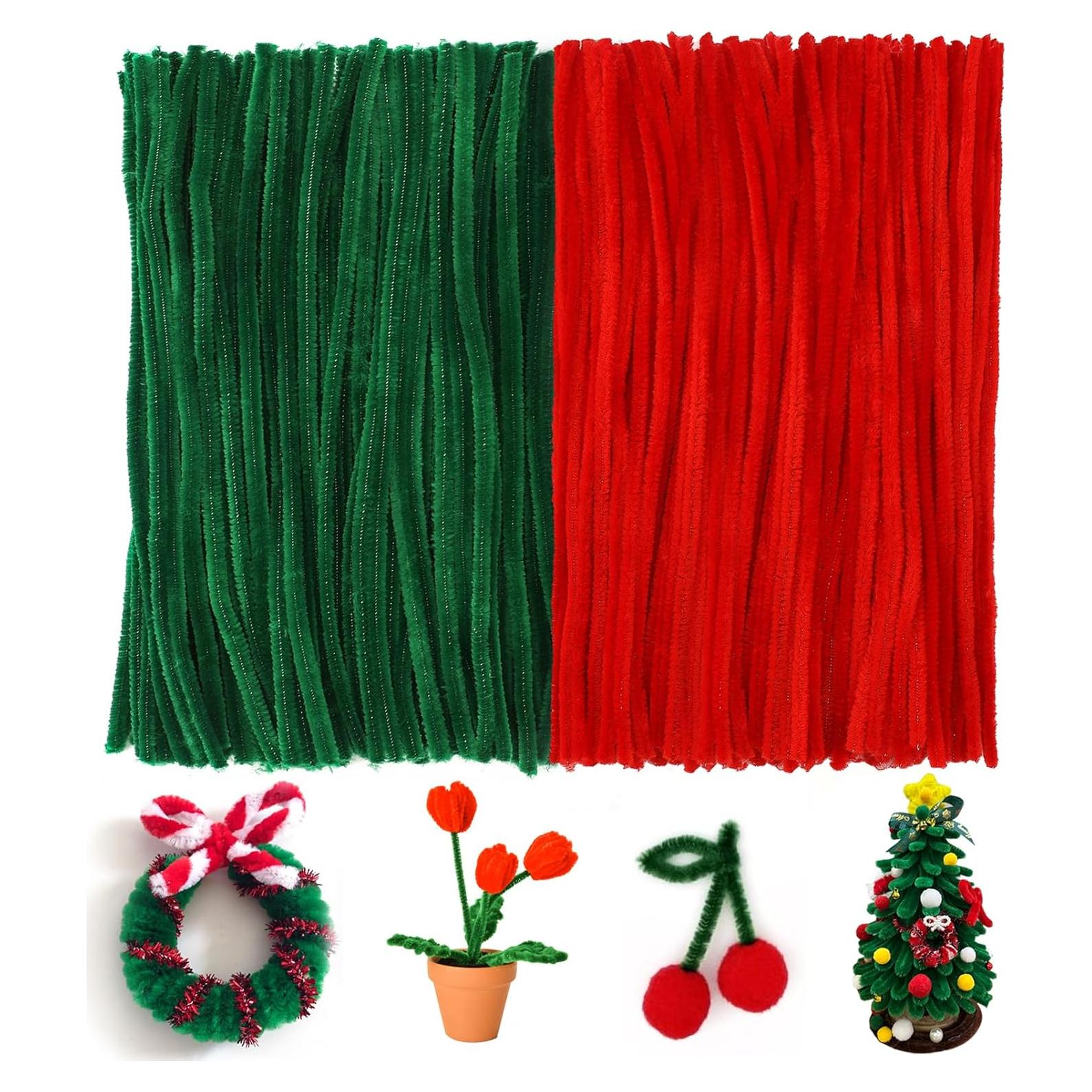 Limpiapipas Navidad 200Pcs jijAcraft 30.48cm Verde Rojo