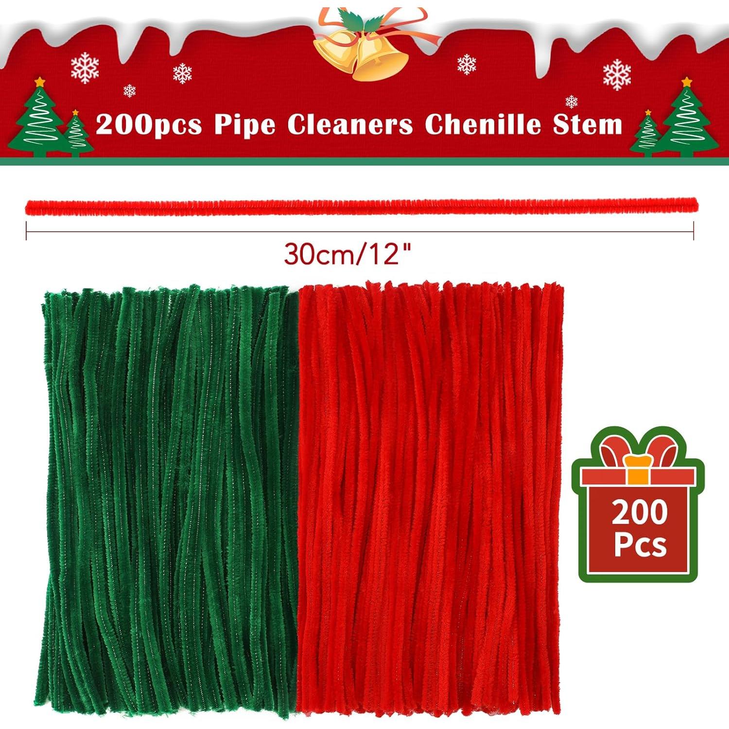Limpiapipas Navidad 200Pcs jijAcraft 30.48cm Verde Rojo