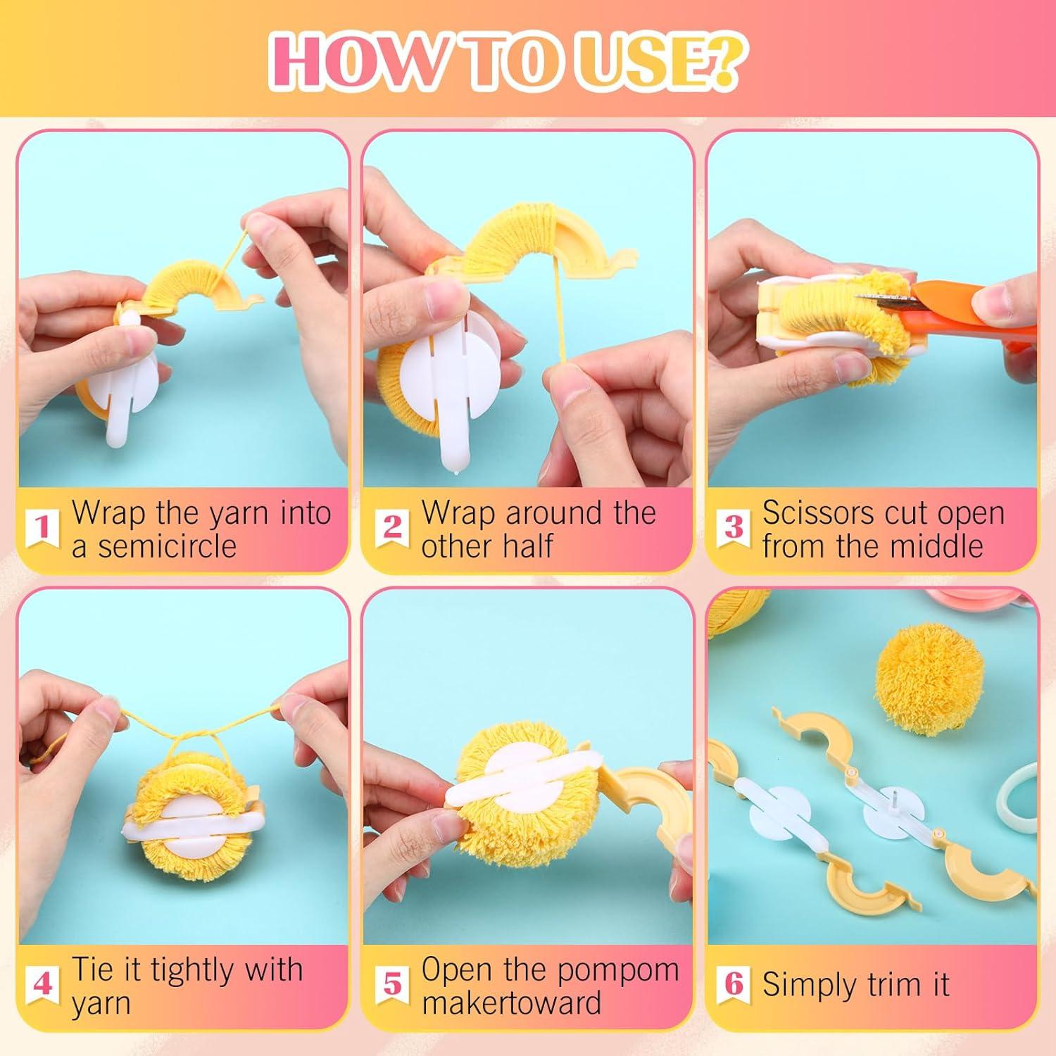 Kit de Hacedores de Pompones Suncalla 16 Piezas 4 Tamaños