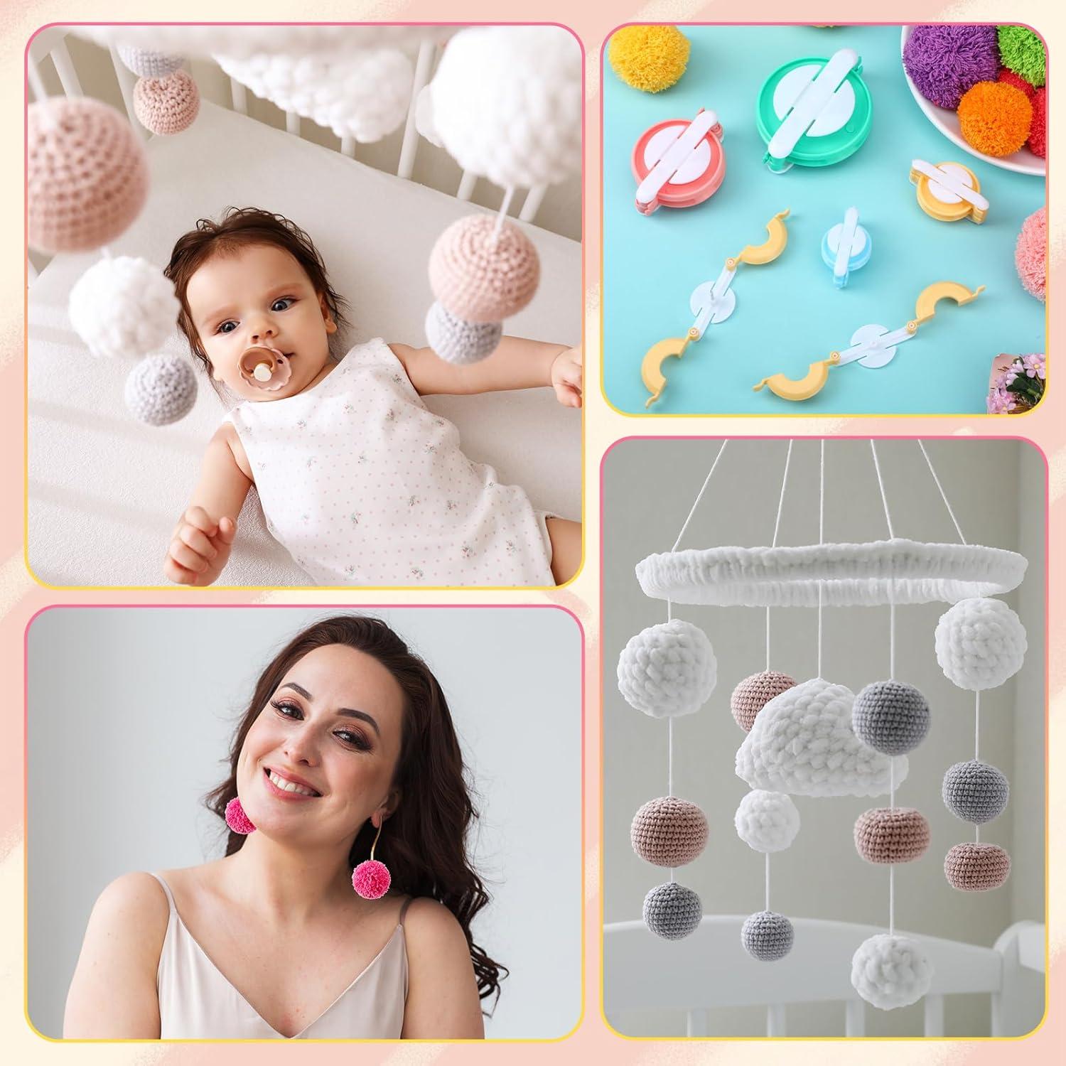 Kit de Hacedores de Pompones Suncalla 16 Piezas 4 Tamaños