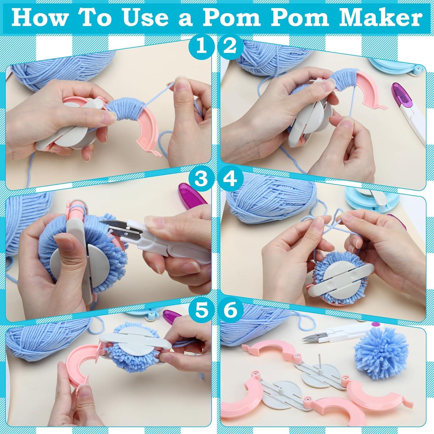 Set de Herramientas para Hacer Pompones Zhaoyao 4 Tamaños con Tijeras
