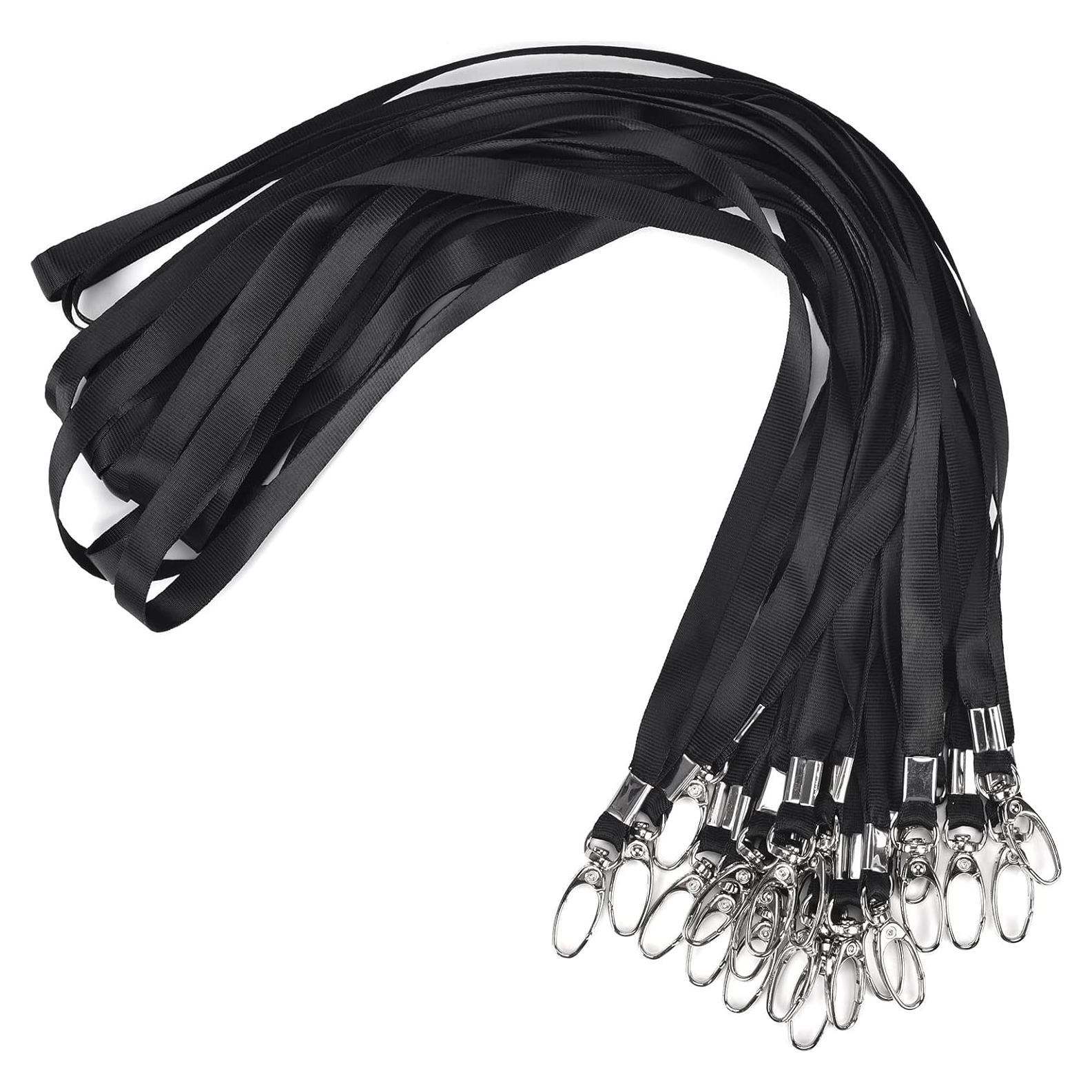 20 Cintas de Cuello Nylon Negro CaseBuy con Gancho Giratorio