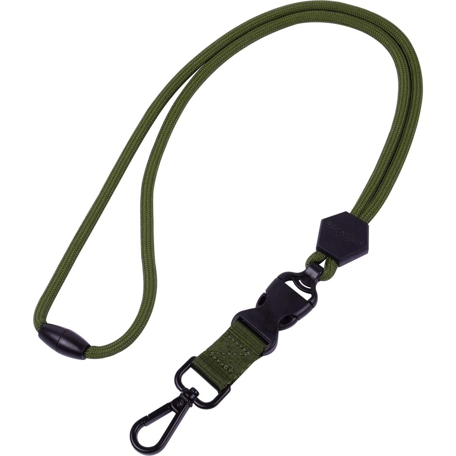 Lanyard Duradero Wisdompro 58 cm con Hebilla Desprendible - Negro y Verde Militar