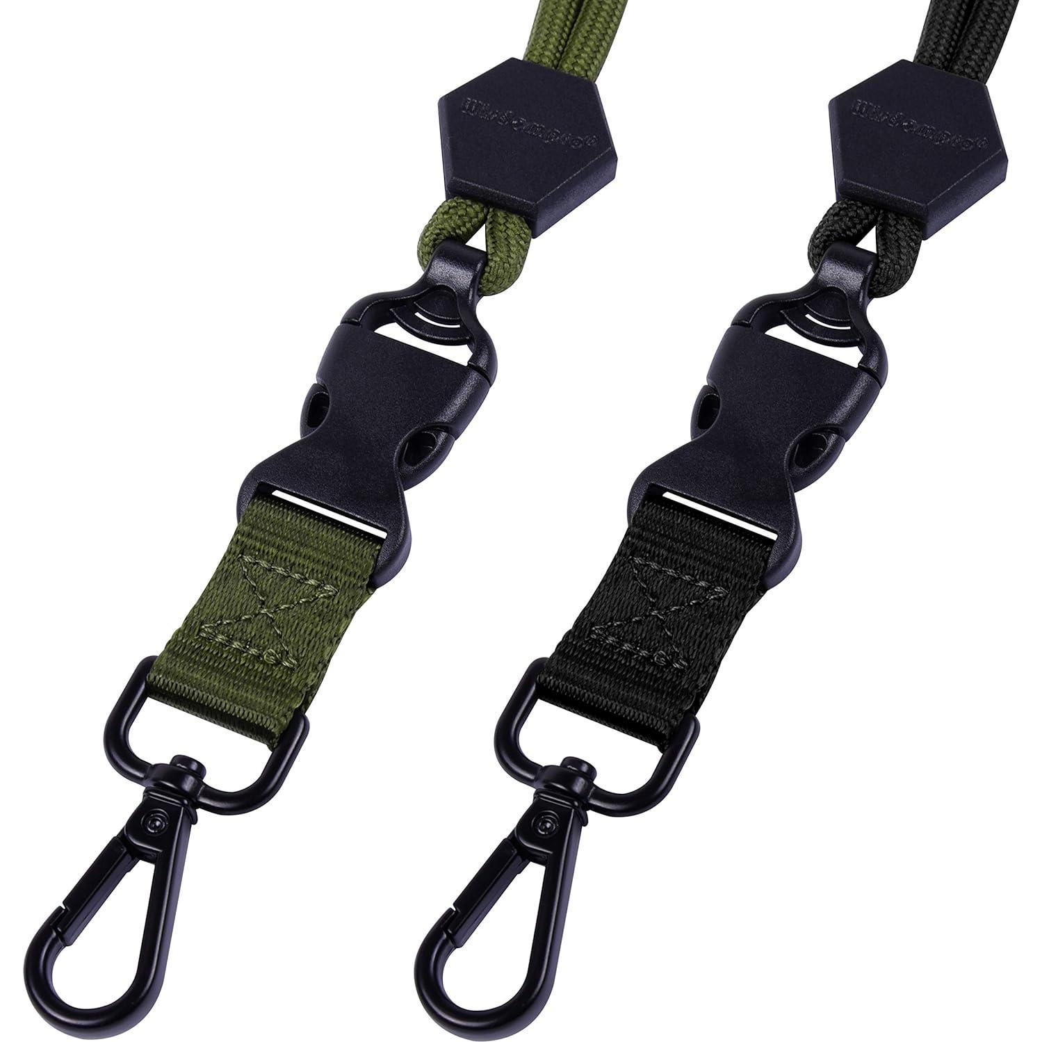 Lanyard Duradero Wisdompro 58 cm con Hebilla Desprendible - Negro y Verde Militar