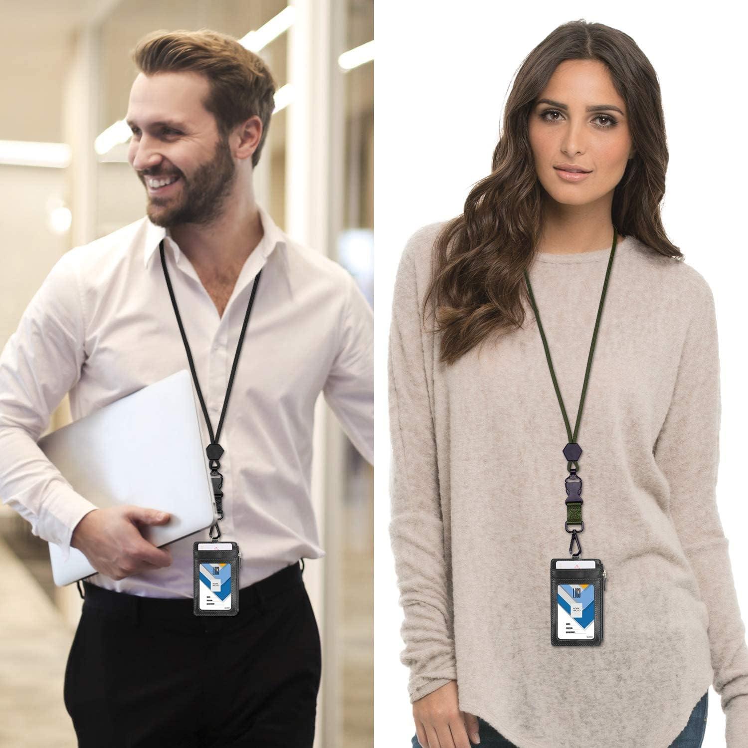 Lanyard Duradero Wisdompro 58 cm con Hebilla Desprendible - Negro y Verde Militar