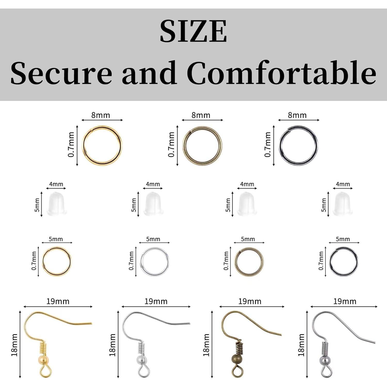 Kit de Ganchos de Aretes Nkwuire 890 Piezas Hipoalergénicos