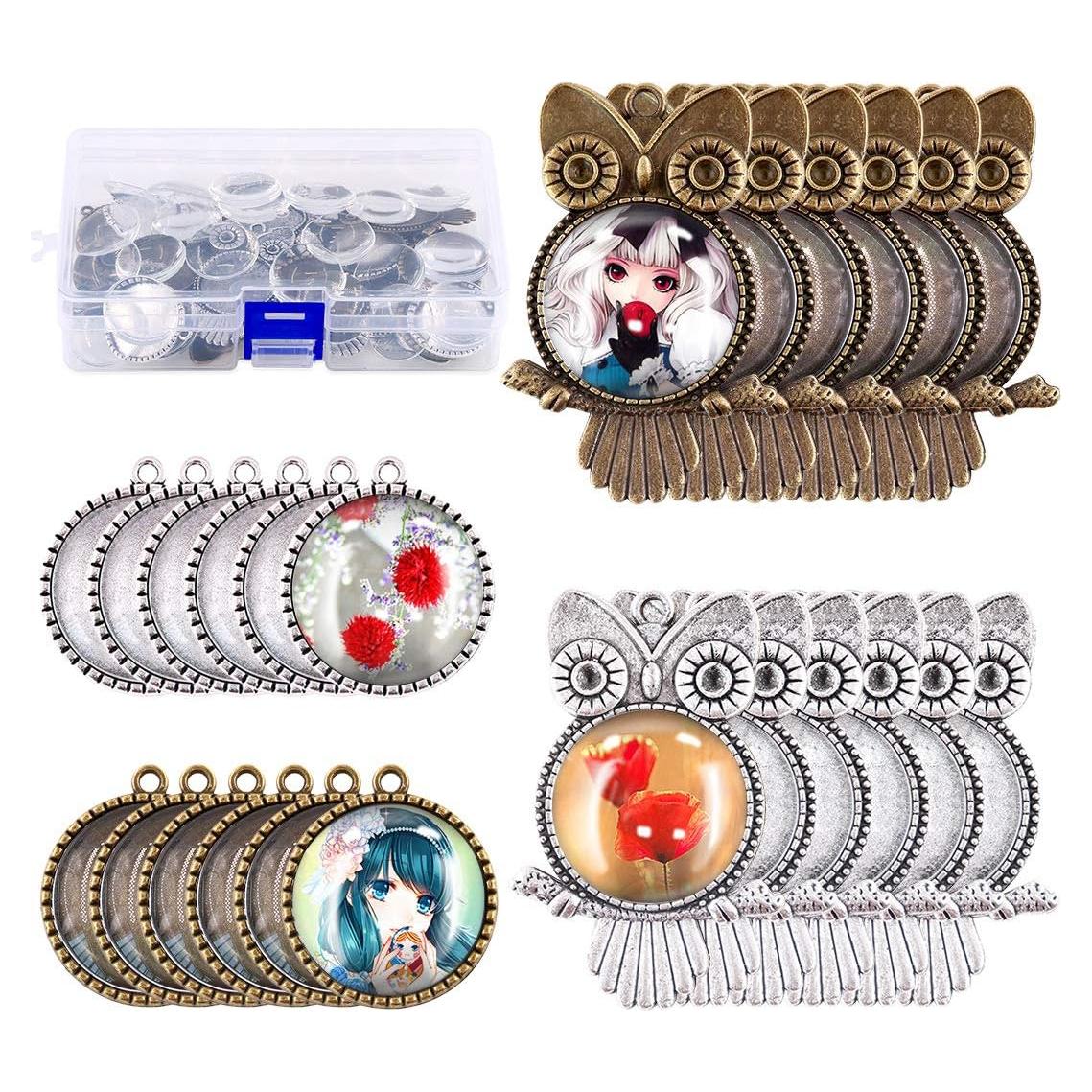 Set 48 Piezas Bandejas Bezel Glarks Antiguo Bronce y Plata