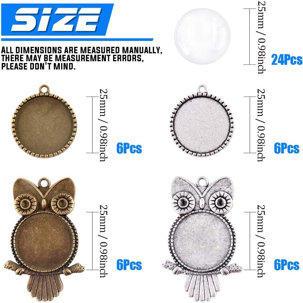 Set 48 Piezas Bandejas Bezel Glarks Antiguo Bronce y Plata