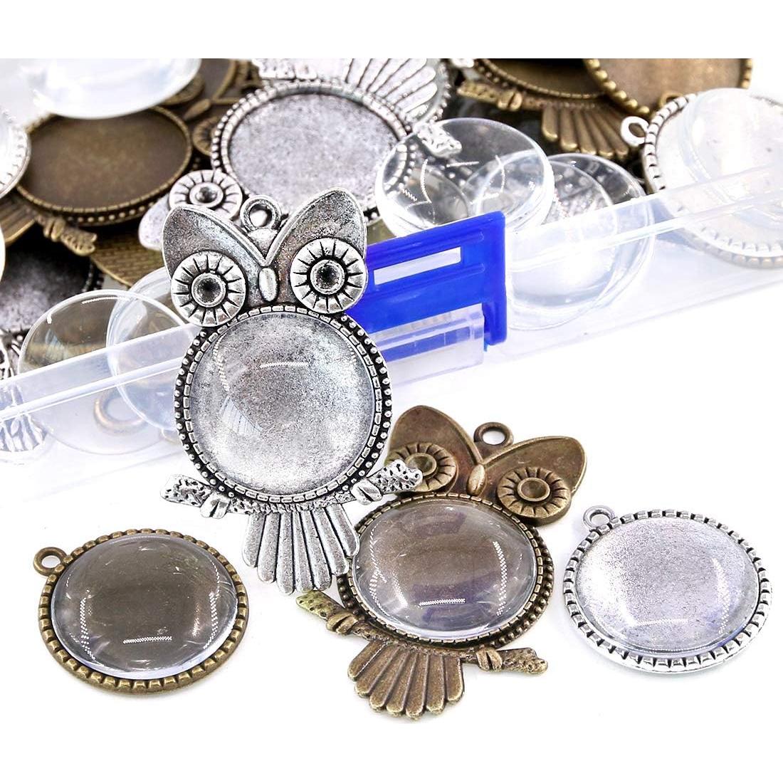 Set 48 Piezas Bandejas Bezel Glarks Antiguo Bronce y Plata