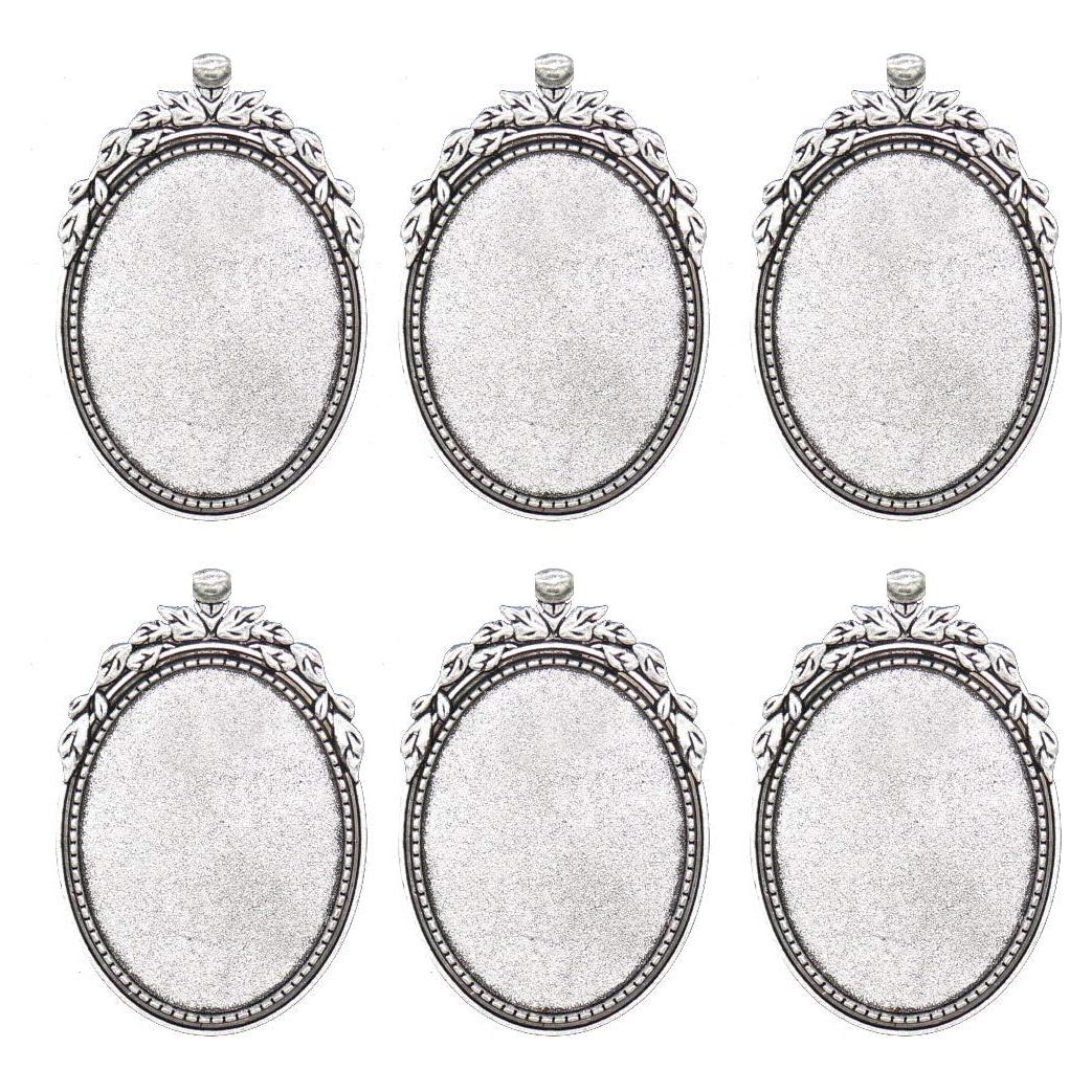 Pendientes Ovalados Bezel Plata Antigua 30x40mm 20 Pcs DIY