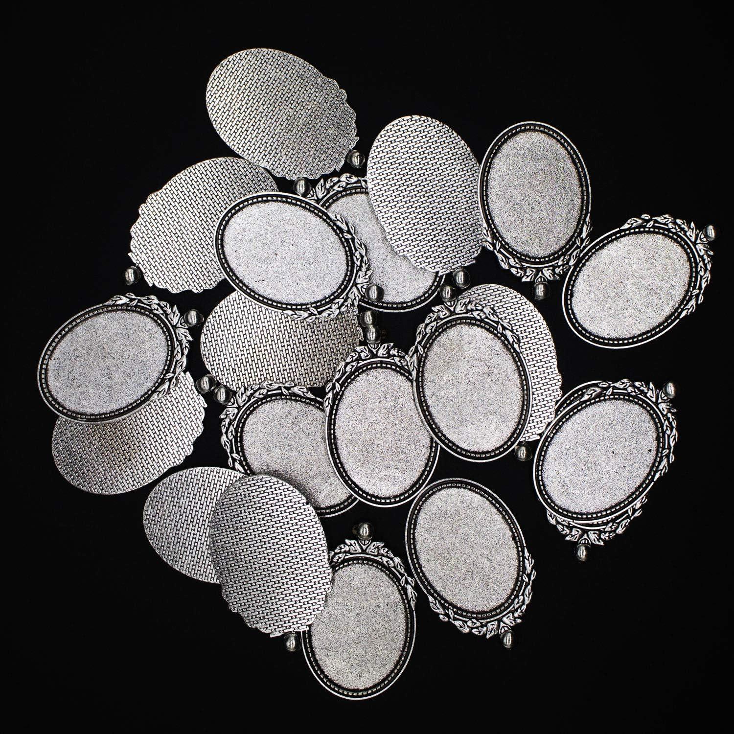 Pendientes Ovalados Bezel Plata Antigua 30x40mm 20 Pcs DIY