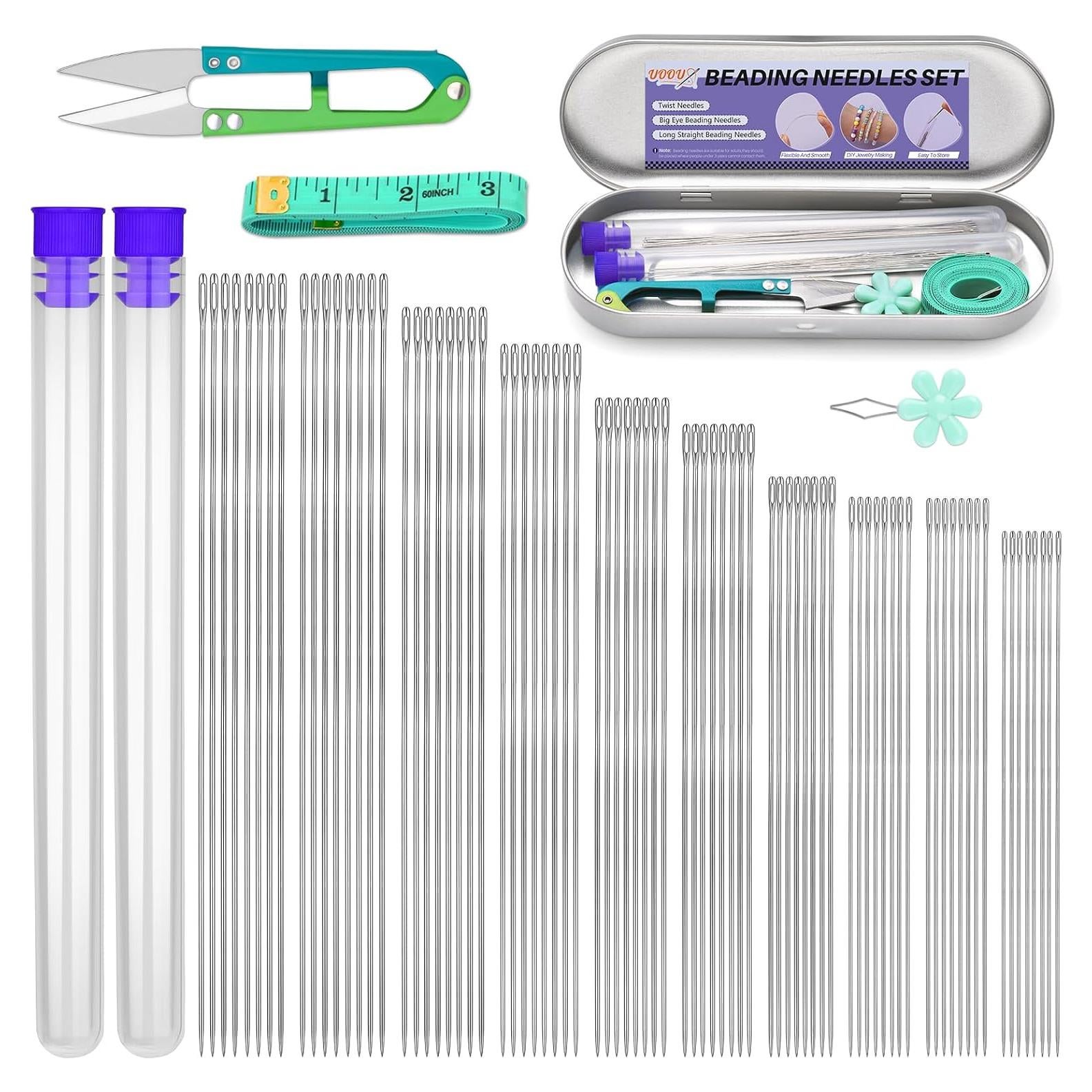 Set de Agujas para Beading UOOU - 102 Piezas, 10 Tamaños